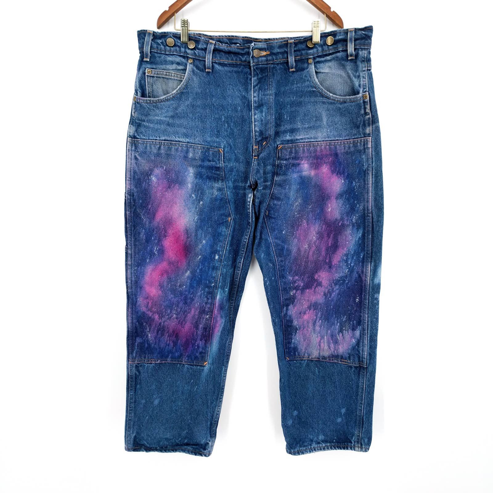 Vintage Vintage Prison Blues Double-Knee Custom Painter Denim Jeans Size US 42 / EU 58 - 1 Thumbnail