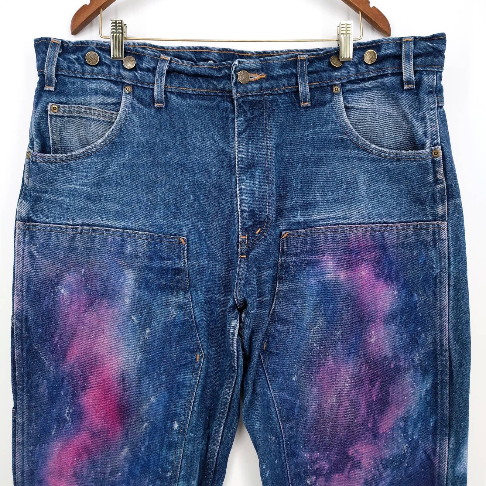 Vintage Vintage Prison Blues Double-Knee Custom Painter Denim Jeans Size US 42 / EU 58 - 2 Thumbnail