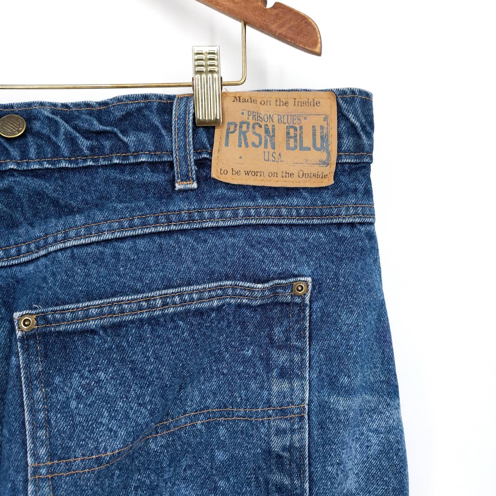 Vintage Vintage Prison Blues Double-Knee Custom Painter Denim Jeans Size US 42 / EU 58 - 7 Thumbnail