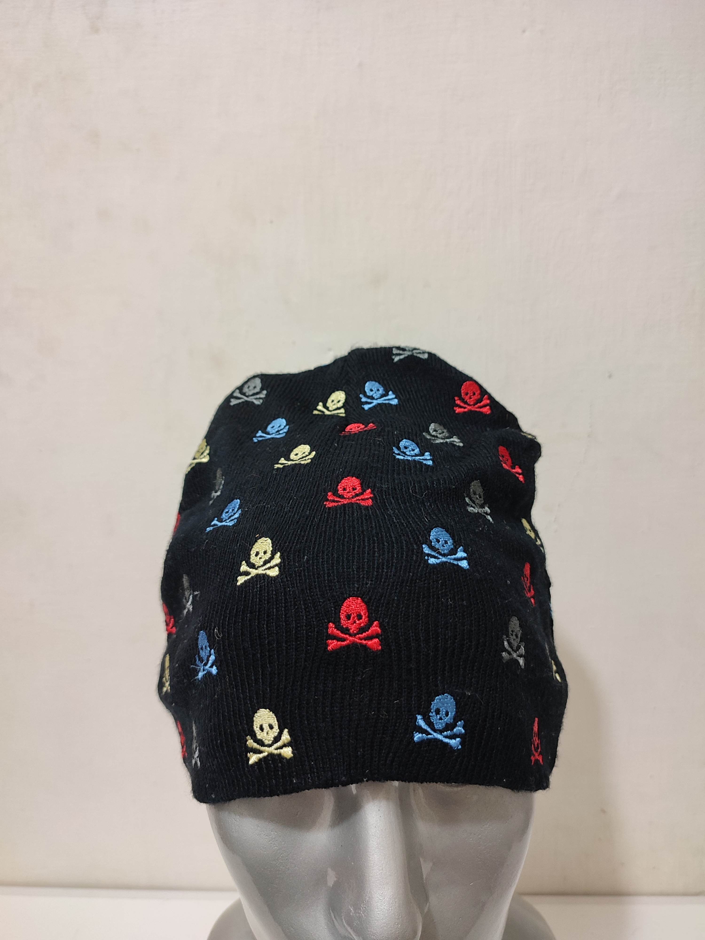 Other 🔥D873 Multicolour Embroidery Skull Beanie Punk Rock Bondage Size ONE SIZE - 2 Thumbnail