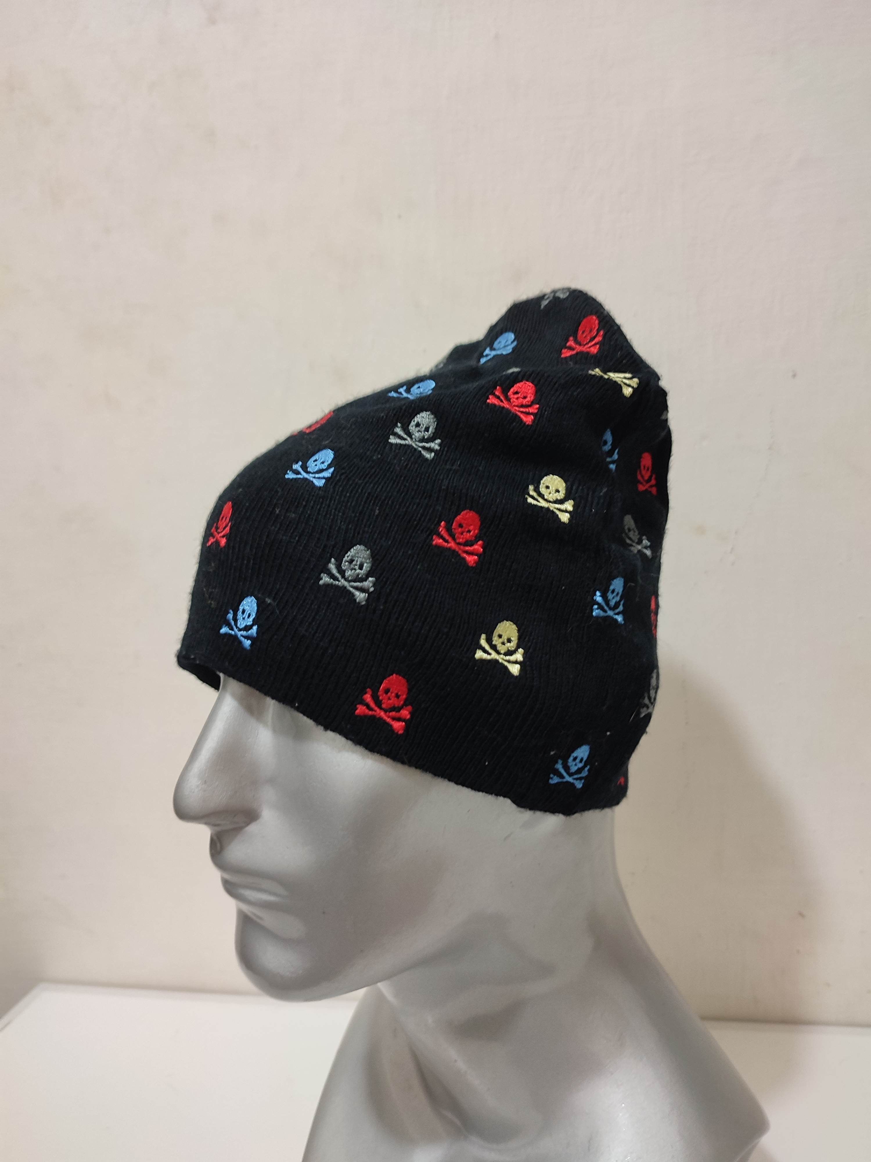 Other 🔥D873 Multicolour Embroidery Skull Beanie Punk Rock Bondage Size ONE SIZE - 3 Thumbnail