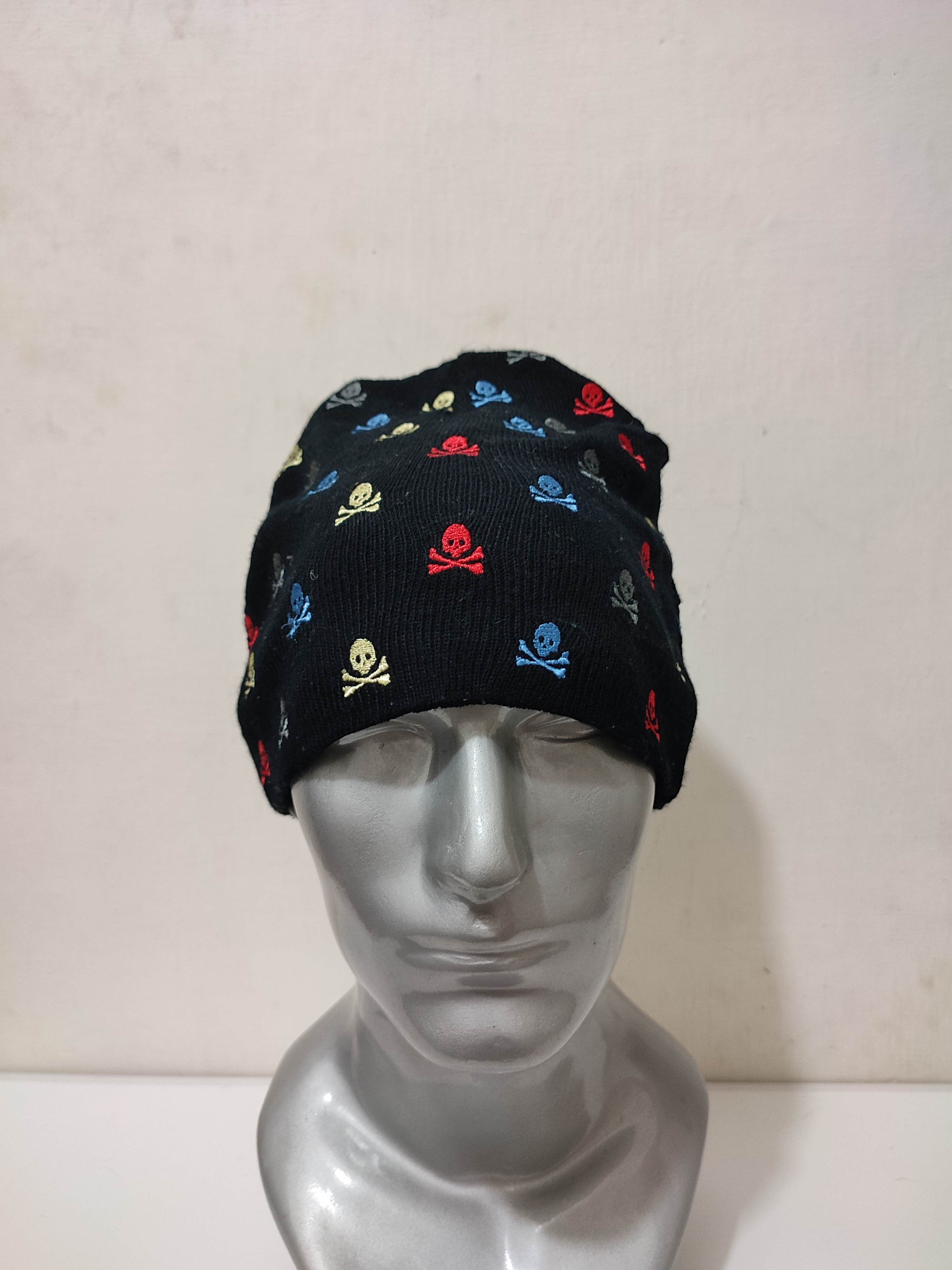 image of Avant Garde D873 Multicolour Embroidery Skull Beanie Punk Rock Bondage, Men's