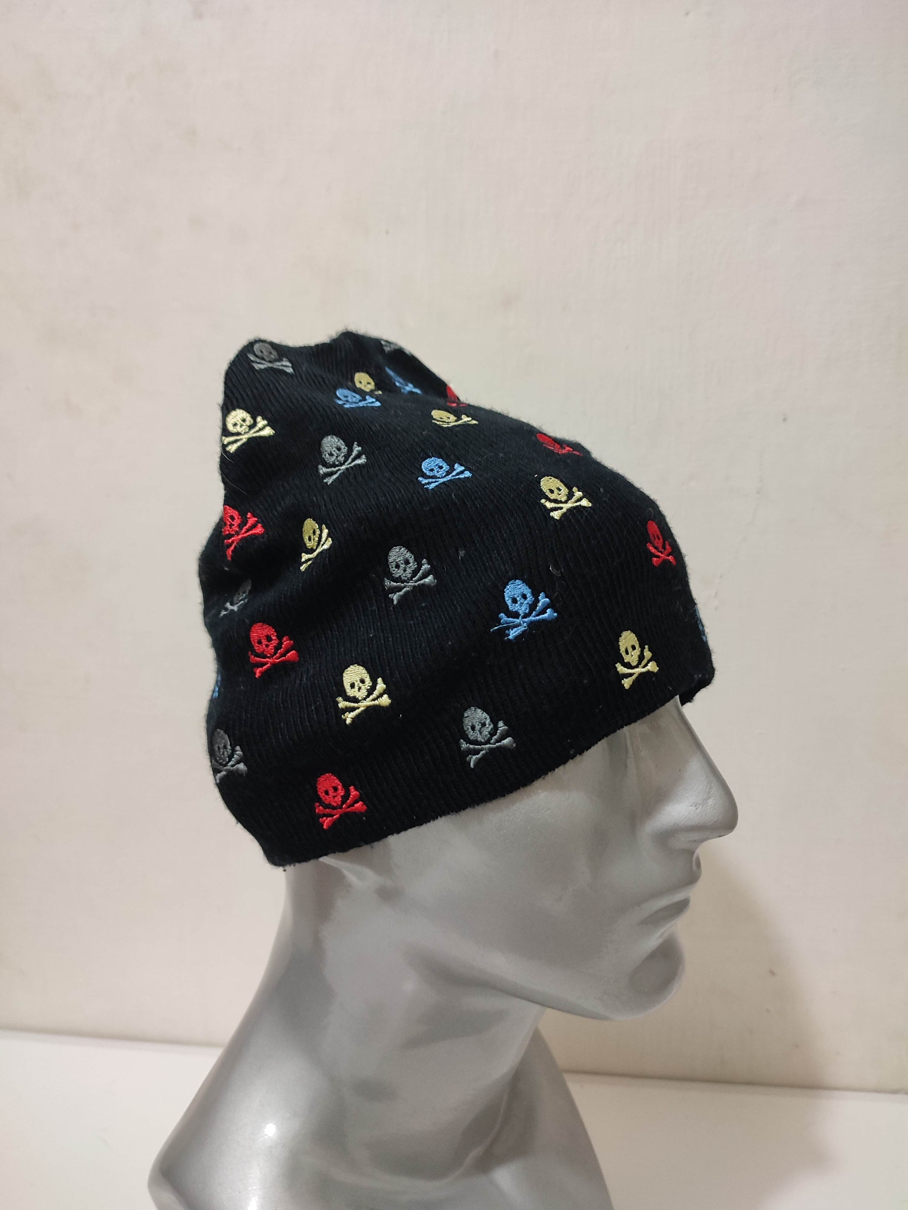 Other 🔥D873 Multicolour Embroidery Skull Beanie Punk Rock Bondage Size ONE SIZE - 4 Thumbnail