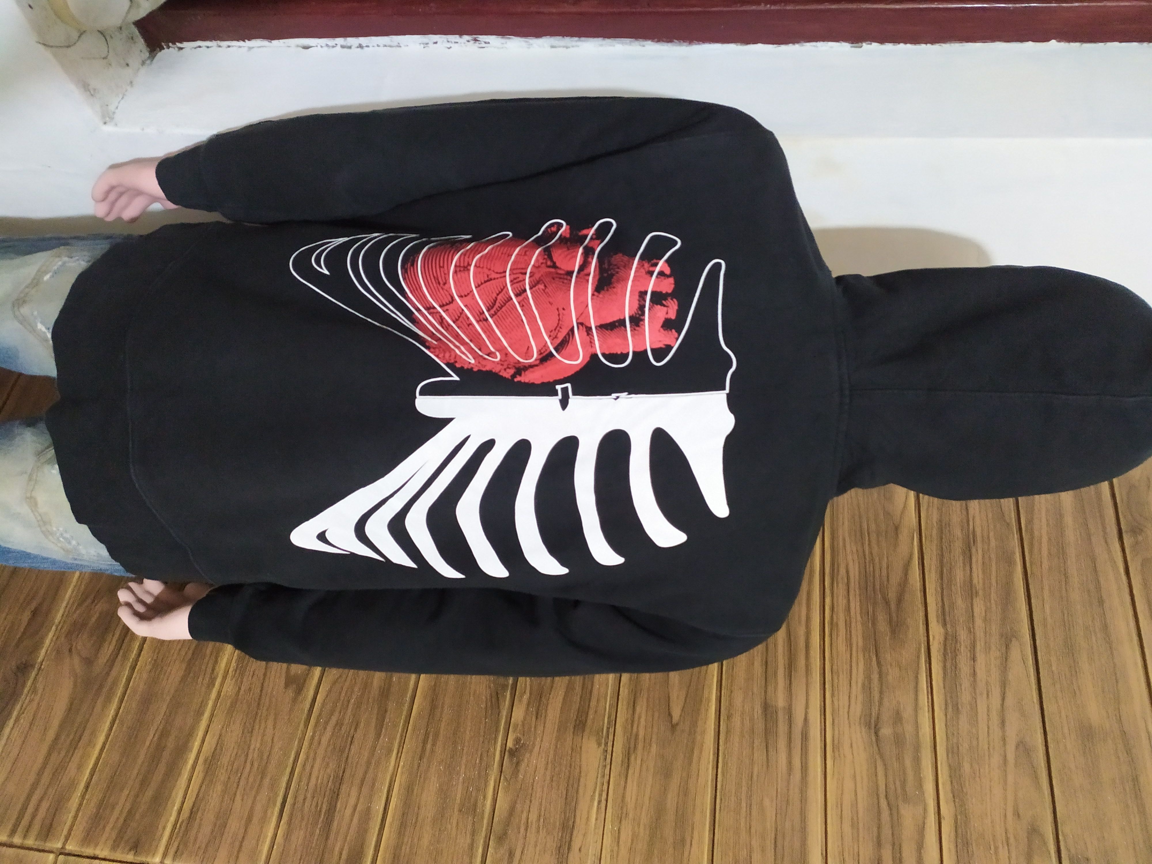 image of Avant Garde x I Am Not A Human Being Skeleton Skull By I Am Not A Human Being Hoodie in Black (Size
