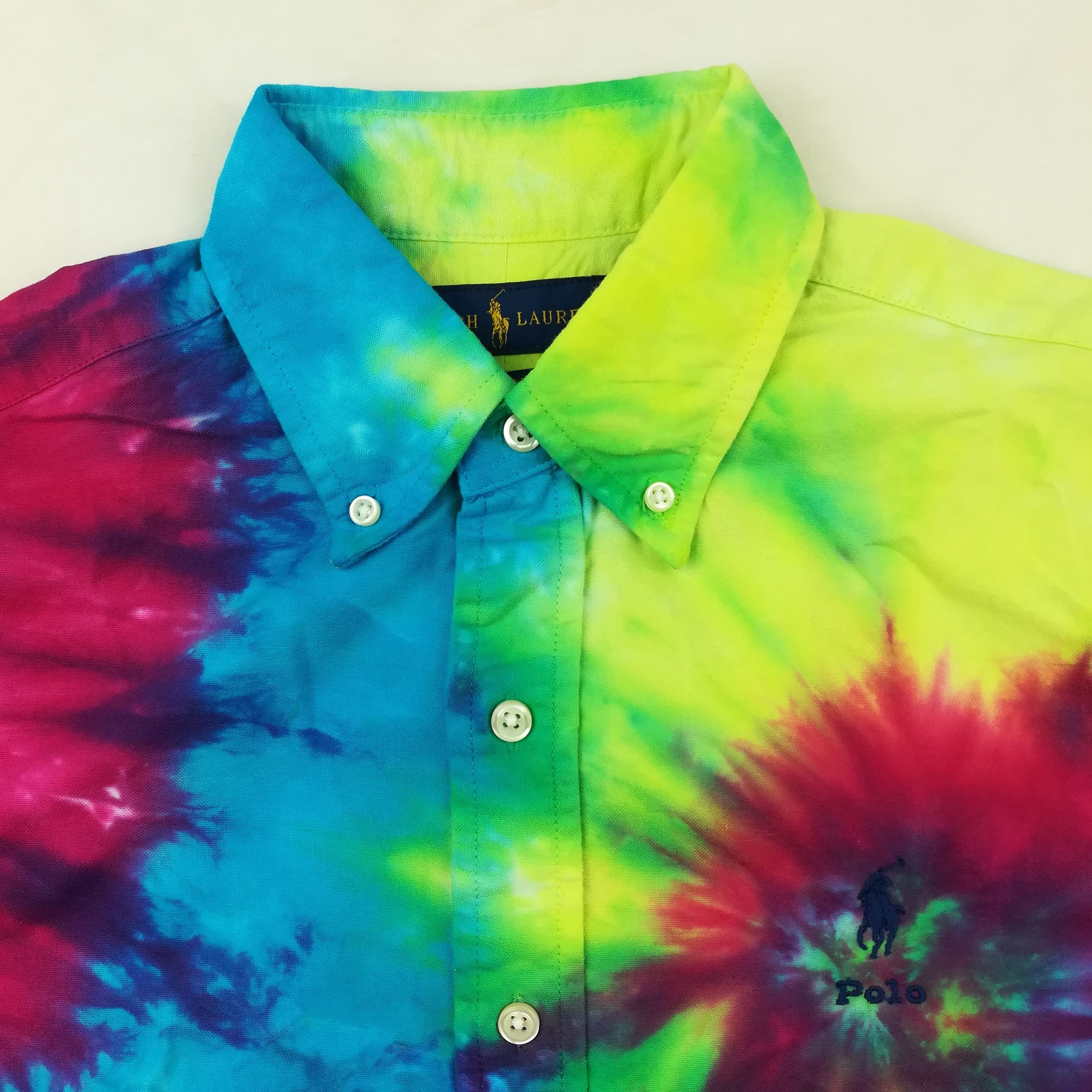 NWT Polo Ralph Lauren Tie Dye Colorblock Oxford Shirt