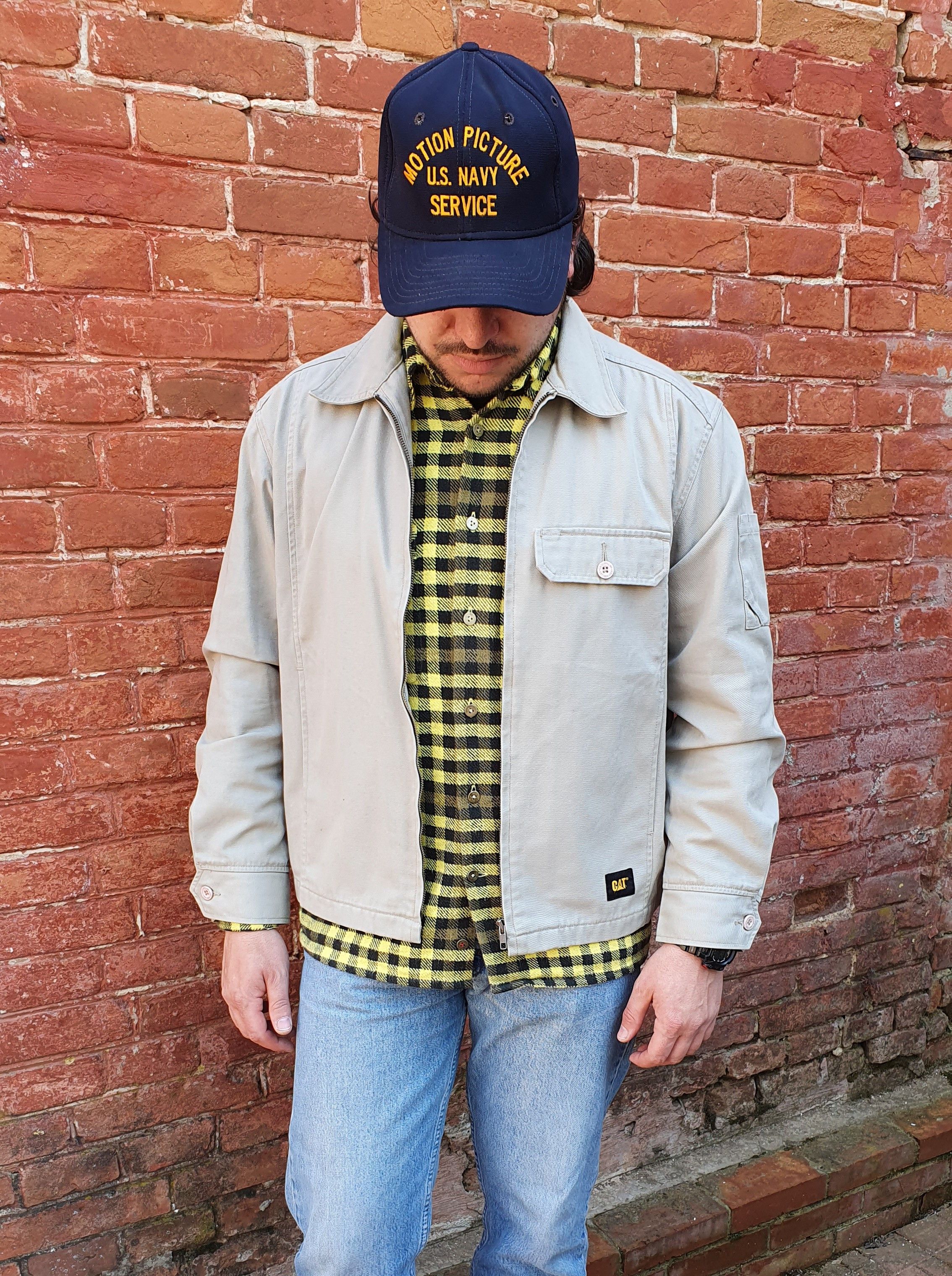 Caterpillar × Vintage 90s Rare CATERPILLAR Worker cotton Jacket Carhartt style Size US L / EU 52-54 / 3 - 1 Thumbnail