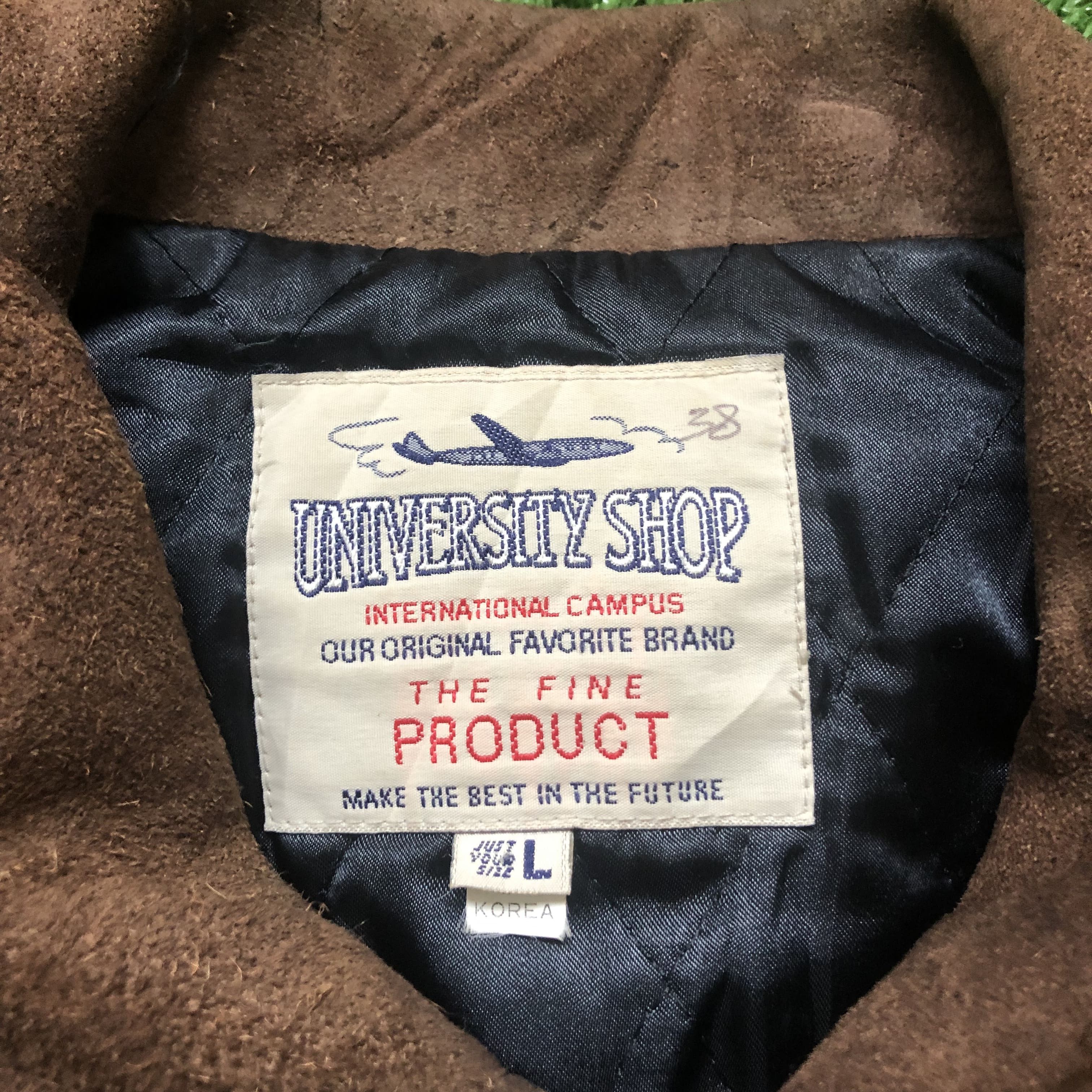 Vintage Vintage Uni Shop Suede Leather Sleeve Letterman Jacket Size US L / EU 52-54 / 3 - 9 Thumbnail