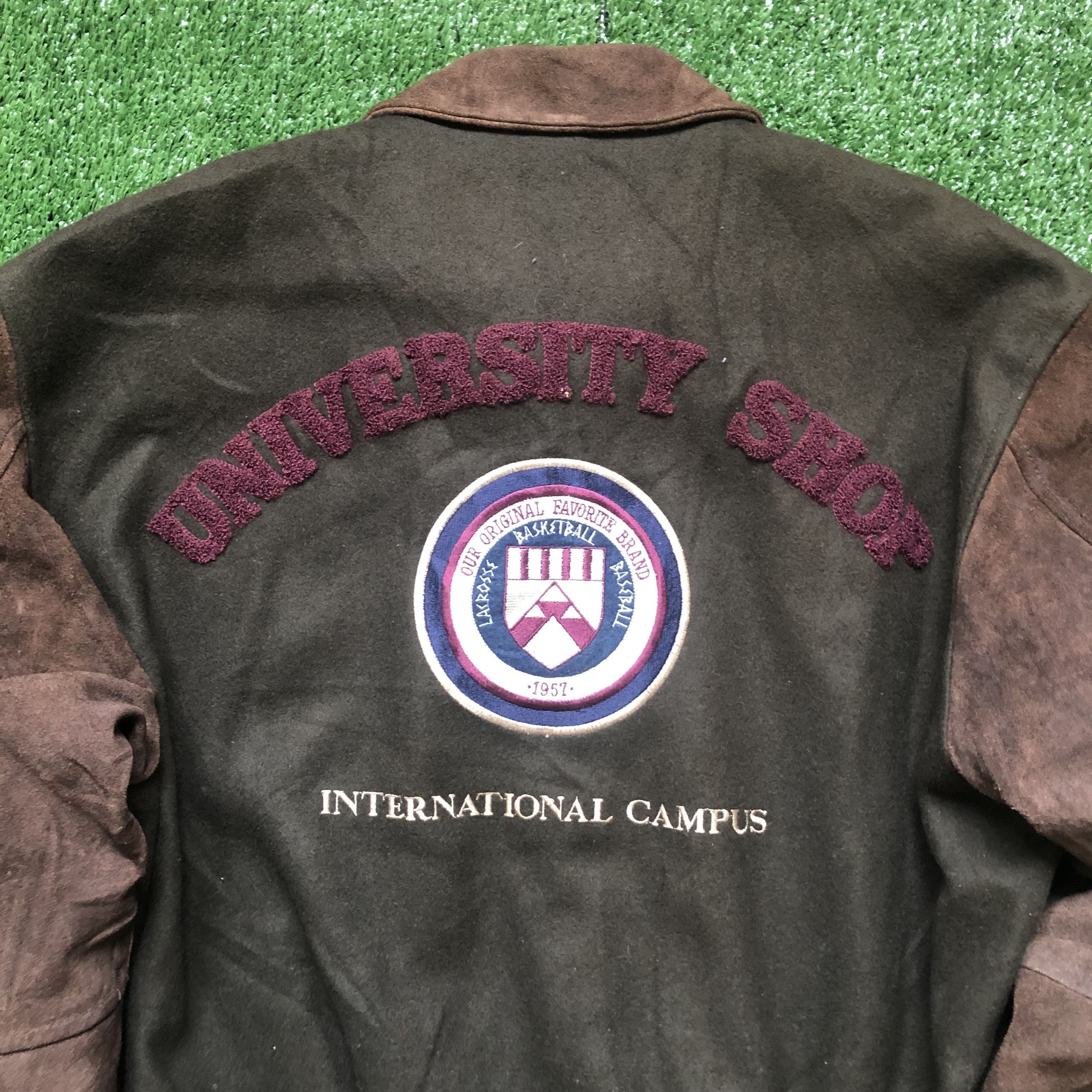 Vintage Vintage Uni Shop Suede Leather Sleeve Letterman Jacket Size US L / EU 52-54 / 3 - 2 Thumbnail