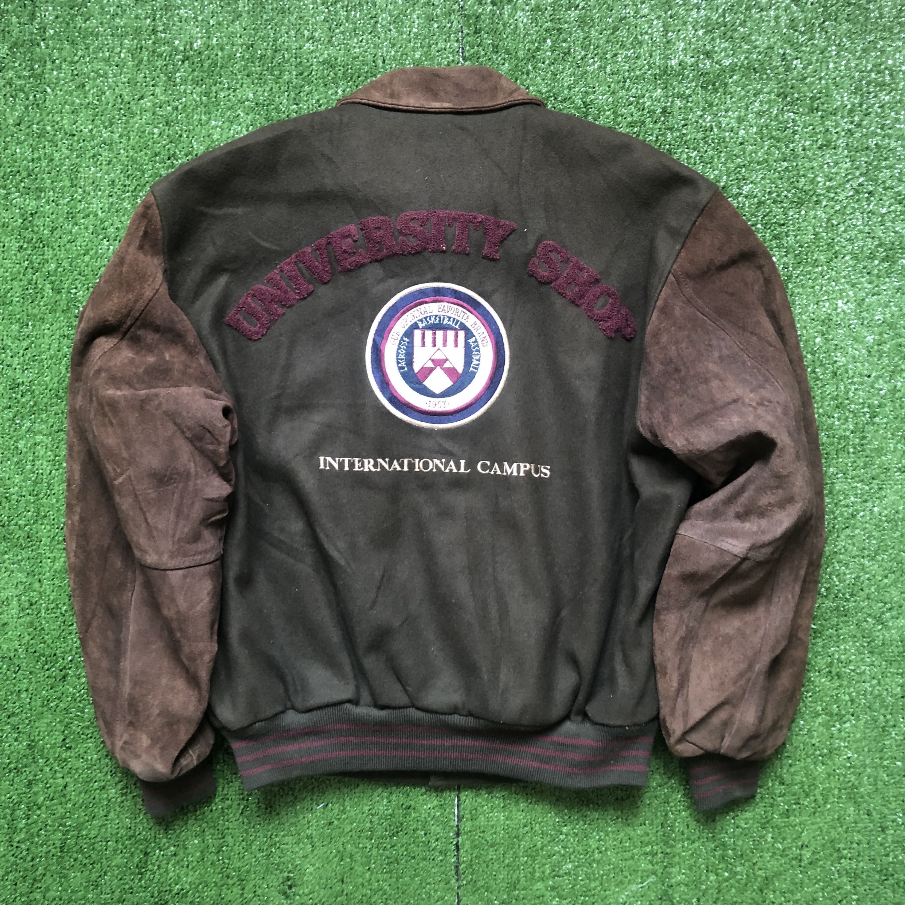 Vintage Uni Shop Suede Leather Sleeve Letterman Jacket