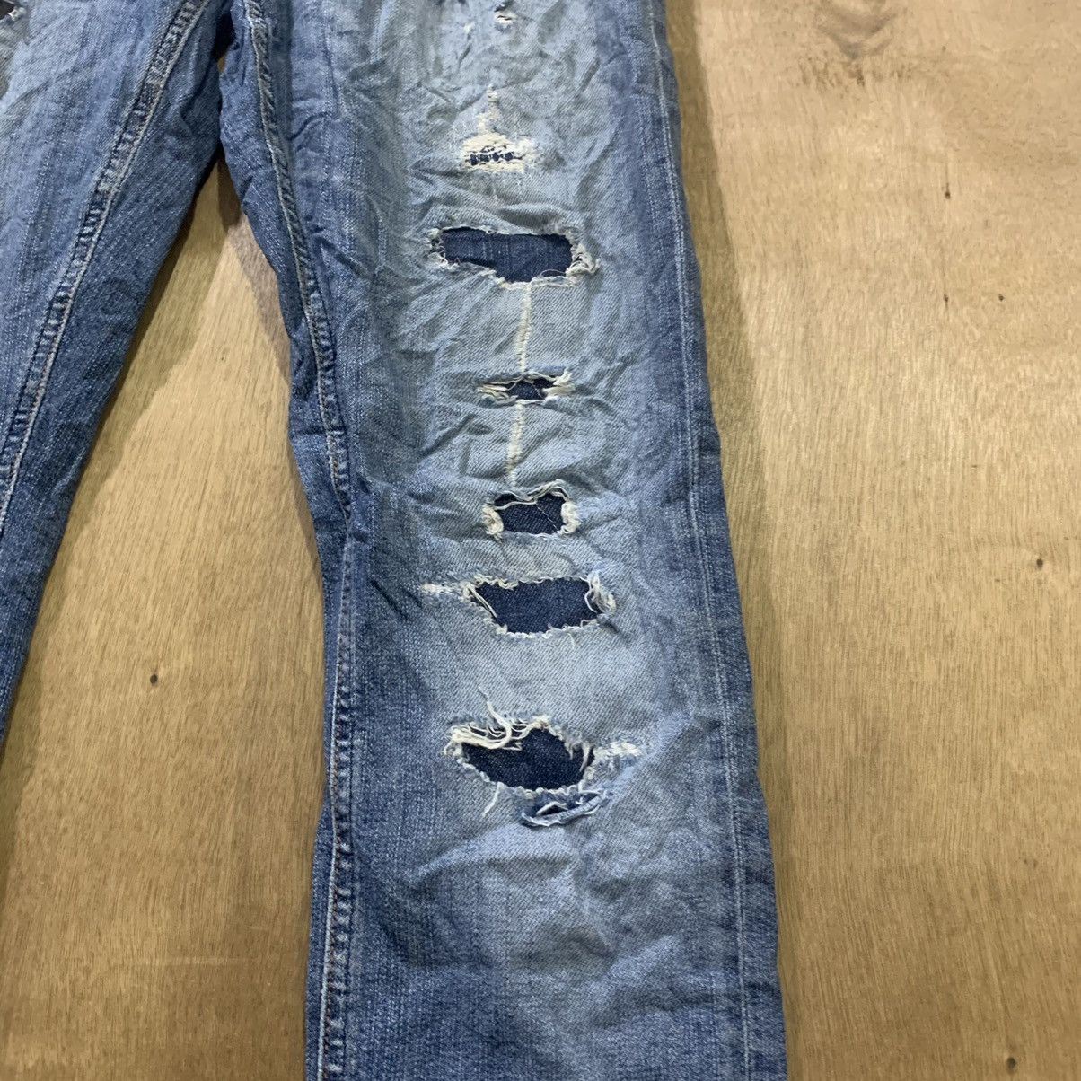 Japanese Brand × Nudie Jeans NUDIE JEAN TIGHT LONG JOHN STIAN PATCHWORK BORO DENIM JEANS Size US 27 - 7 Thumbnail