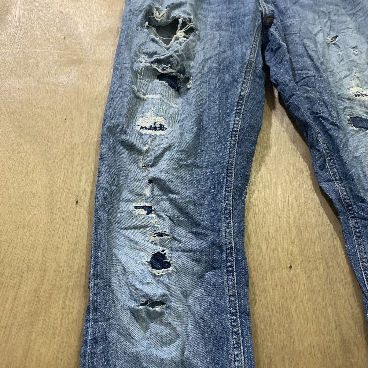 Japanese Brand × Nudie Jeans NUDIE JEAN TIGHT LONG JOHN STIAN PATCHWORK BORO DENIM JEANS Size US 27 - 6 Thumbnail