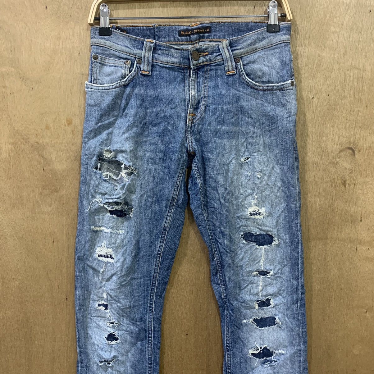 Japanese Brand × Nudie Jeans NUDIE JEAN TIGHT LONG JOHN STIAN PATCHWORK BORO DENIM JEANS Size US 27 - 4 Thumbnail