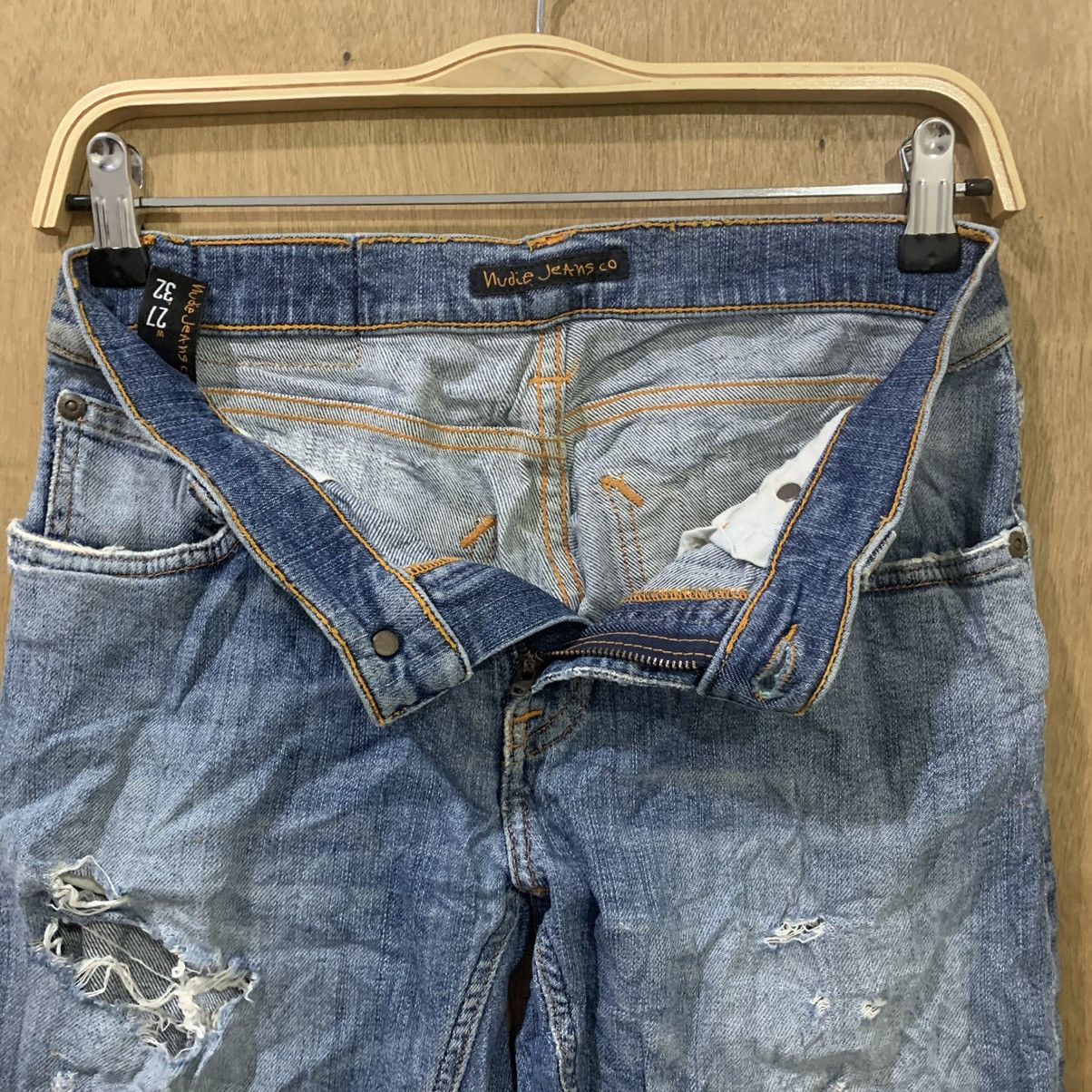 Japanese Brand × Nudie Jeans NUDIE JEAN TIGHT LONG JOHN STIAN PATCHWORK BORO DENIM JEANS Size US 27 - 19 Thumbnail