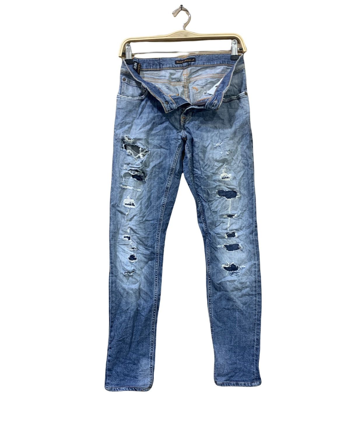 Japanese Brand × Nudie Jeans NUDIE JEAN TIGHT LONG JOHN STIAN PATCHWORK BORO DENIM JEANS Size US 27 - 3 Thumbnail