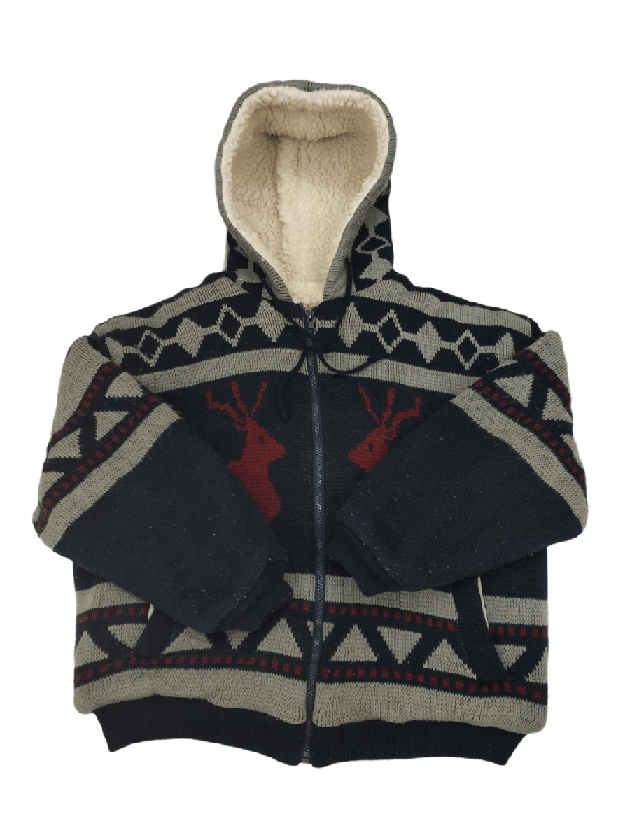 Japanese Brand × Native × Vintage Japanes Brand Native Printed Sherpa Hoodie Knitwear Size US XL / EU 56 / 4 - 7 Thumbnail