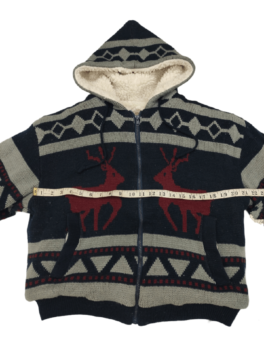 Japanese Brand × Native × Vintage Japanes Brand Native Printed Sherpa Hoodie Knitwear Size US XL / EU 56 / 4 - 6 Thumbnail