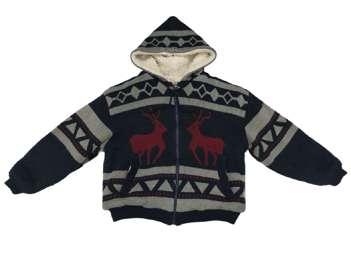 Japanese Brand × Native × Vintage Japanes Brand Native Printed Sherpa Hoodie Knitwear Size US XL / EU 56 / 4 - 1 Thumbnail