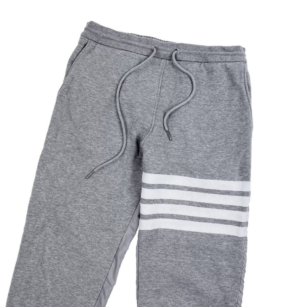 image of Thom Browne Grey Cotton / Nylon Hybrid 4 Bar Sweatpants, Men's (Size 30)