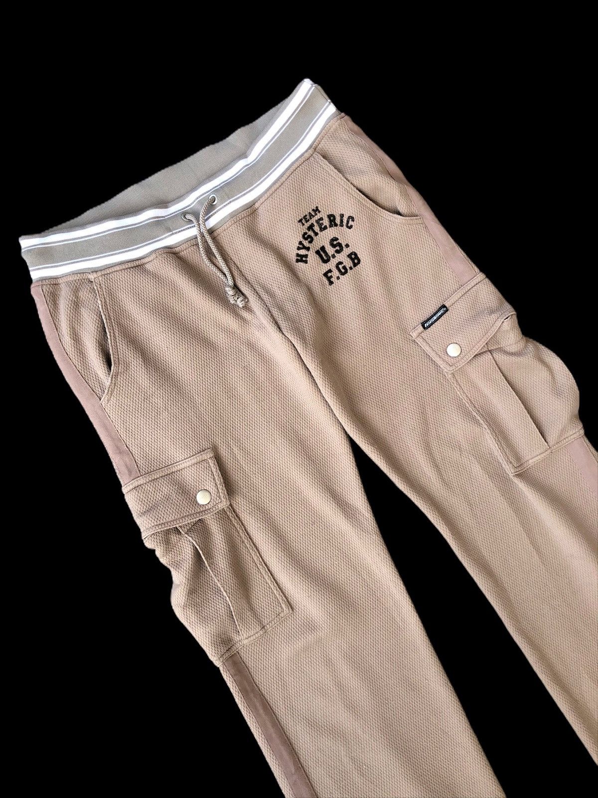 image of Hysteric Glamour Hysteric Drawstring Adjustable Hem Cargo Pants in Cream, Men's (Size 32)
