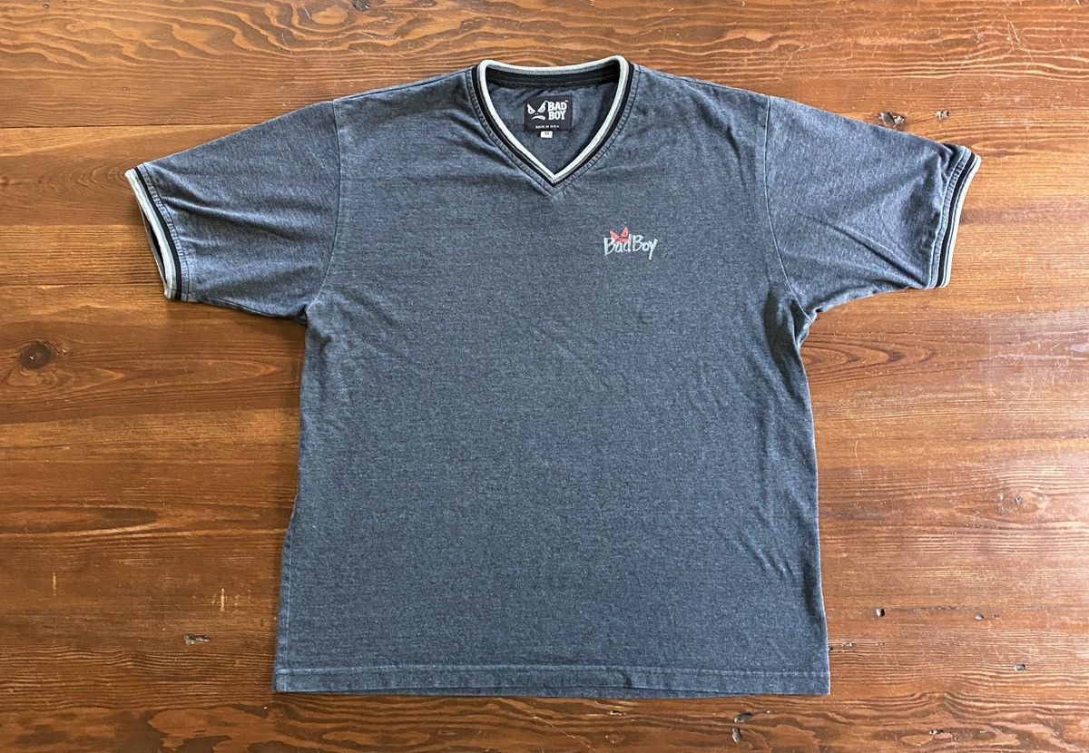 Vintage Vintage 90’s Bad Boy Gray V-Neck Ringer Tee Size US M / EU 48-50 / 2 - 2 Thumbnail