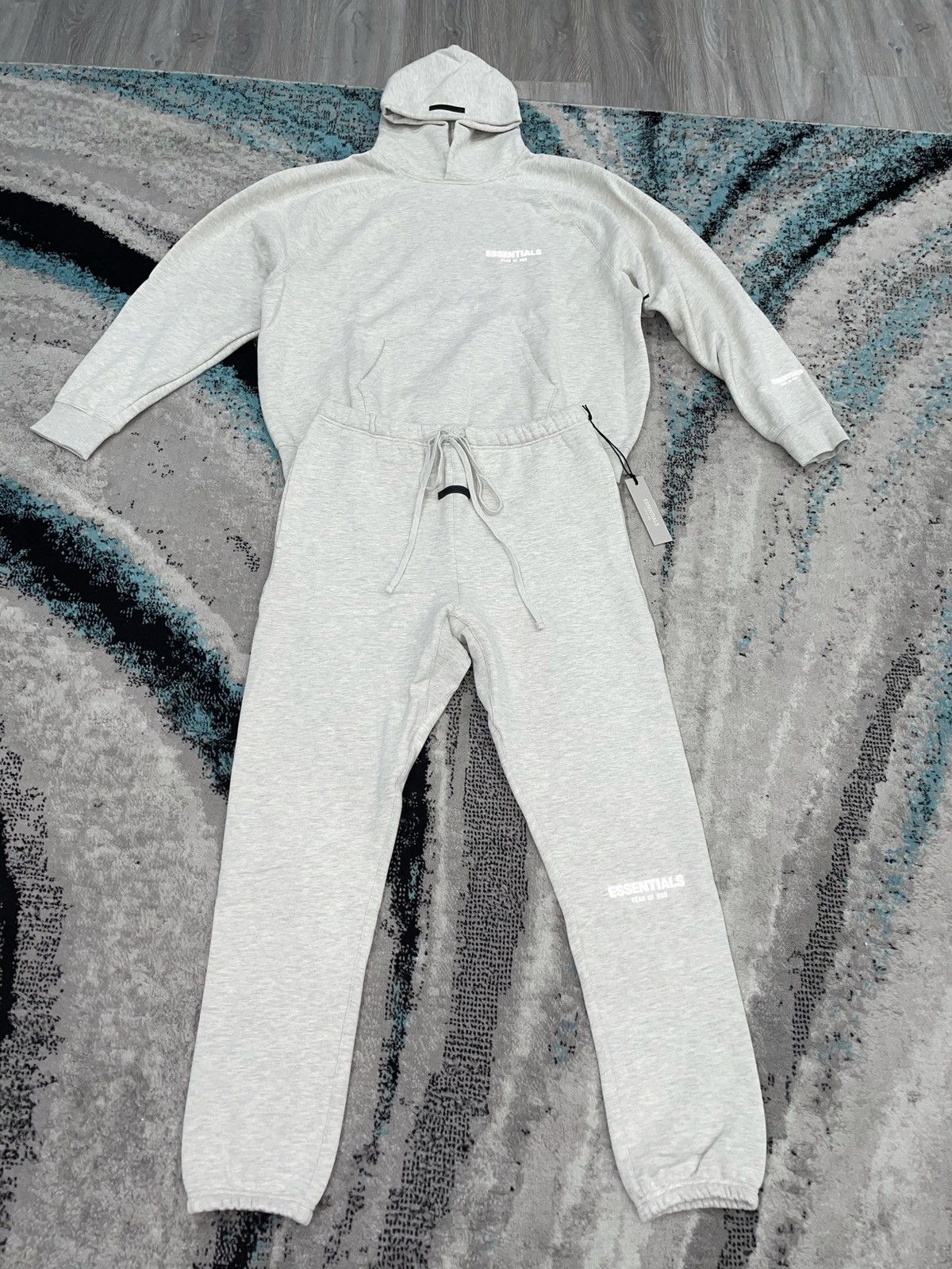 image of Essentials Light Oatmeal Hoodie And Sweatpants, Men's (Size Small)