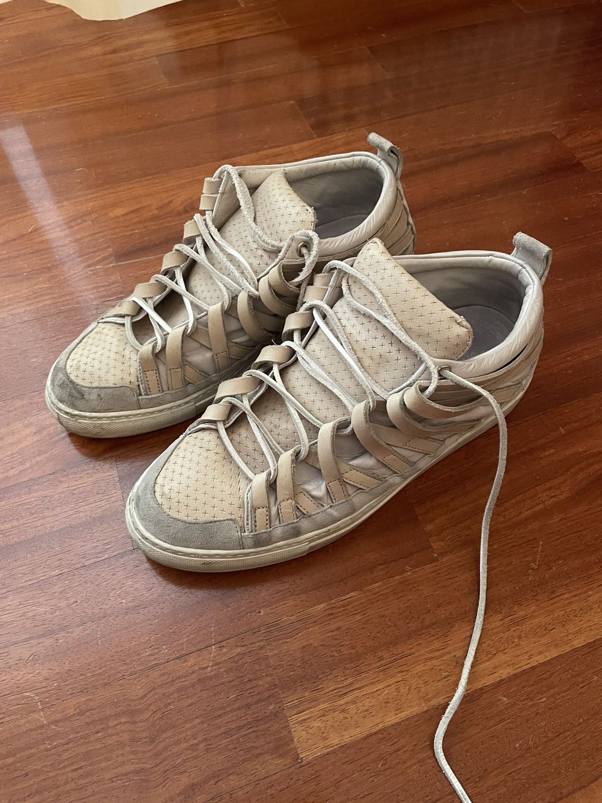 image of Damir Doma Fune Leather Sneakers in Ecru Beige, Men's (Size 10)
