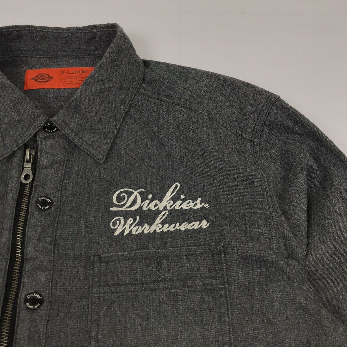 Dickies × Vintage Vintage DICKIES Workwear double pocket chambray jacket Size US L / EU 52-54 / 3 - 4 Thumbnail
