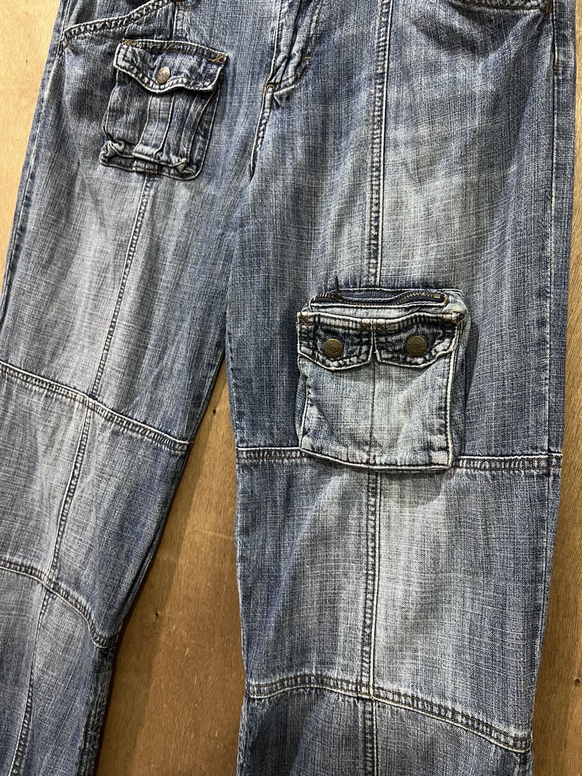 Japanese Brand MUDD Rare Double Knee 3D Baggy Multipocket Cargo Denim Jean Size US 32 / EU 48 - 6 Thumbnail