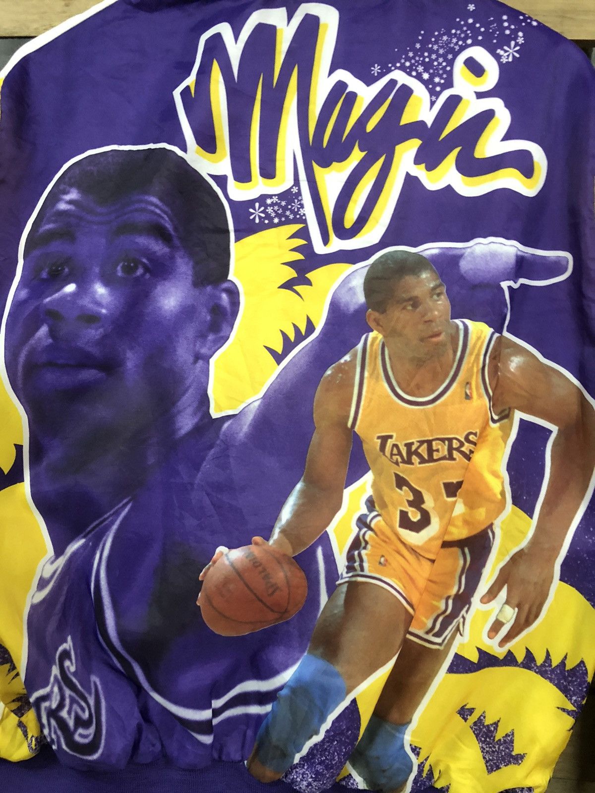 Chalk Line × NBA VINTAGE 90S MAGIC JOHNSON L.A LAKERS OVERPRINT VARSITY Size US L / EU 52-54 / 3 - 11 Thumbnail
