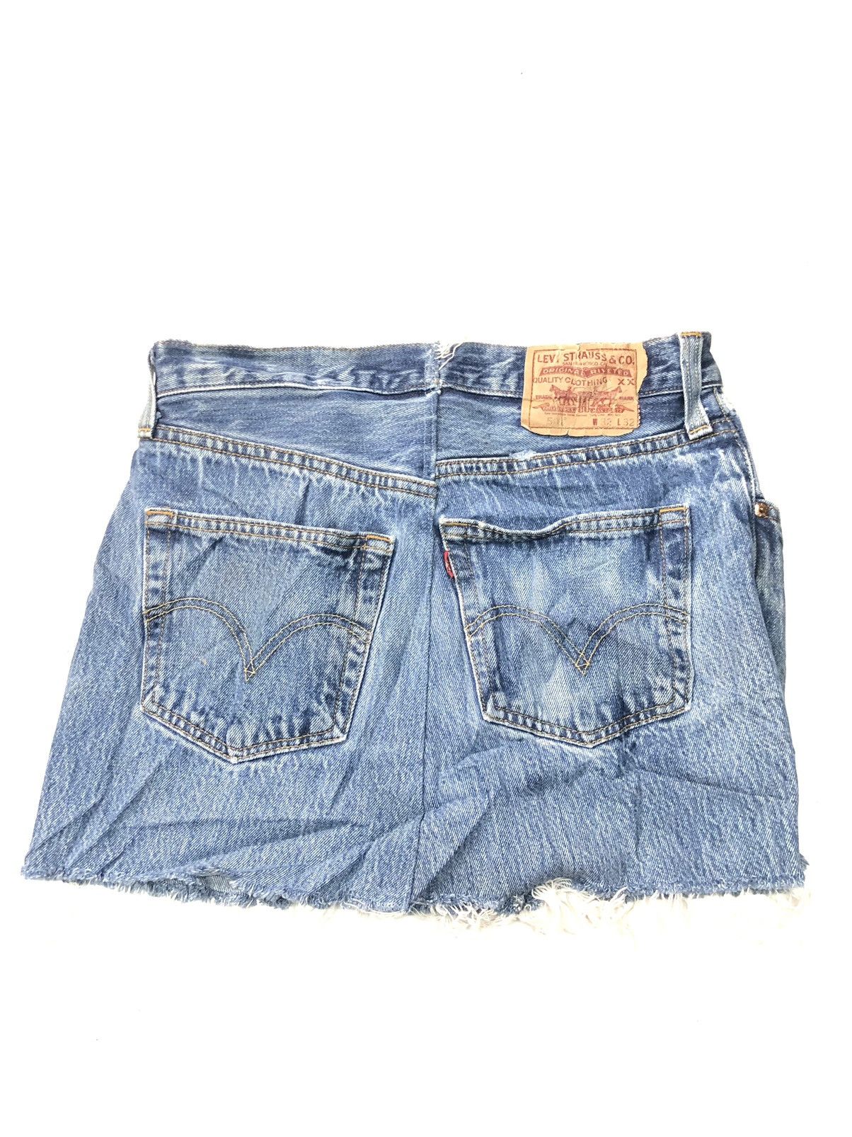 Levi's × Vintage VINTAGE 90s LEVIS 501 SKIRT BLUE WASH DISSTRESSED DENIM Size 29" - 1 Thumbnail