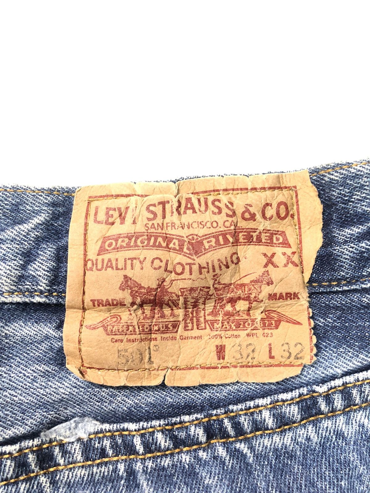 Levi's × Vintage VINTAGE 90s LEVIS 501 SKIRT BLUE WASH DISSTRESSED DENIM Size 29" - 2 Thumbnail
