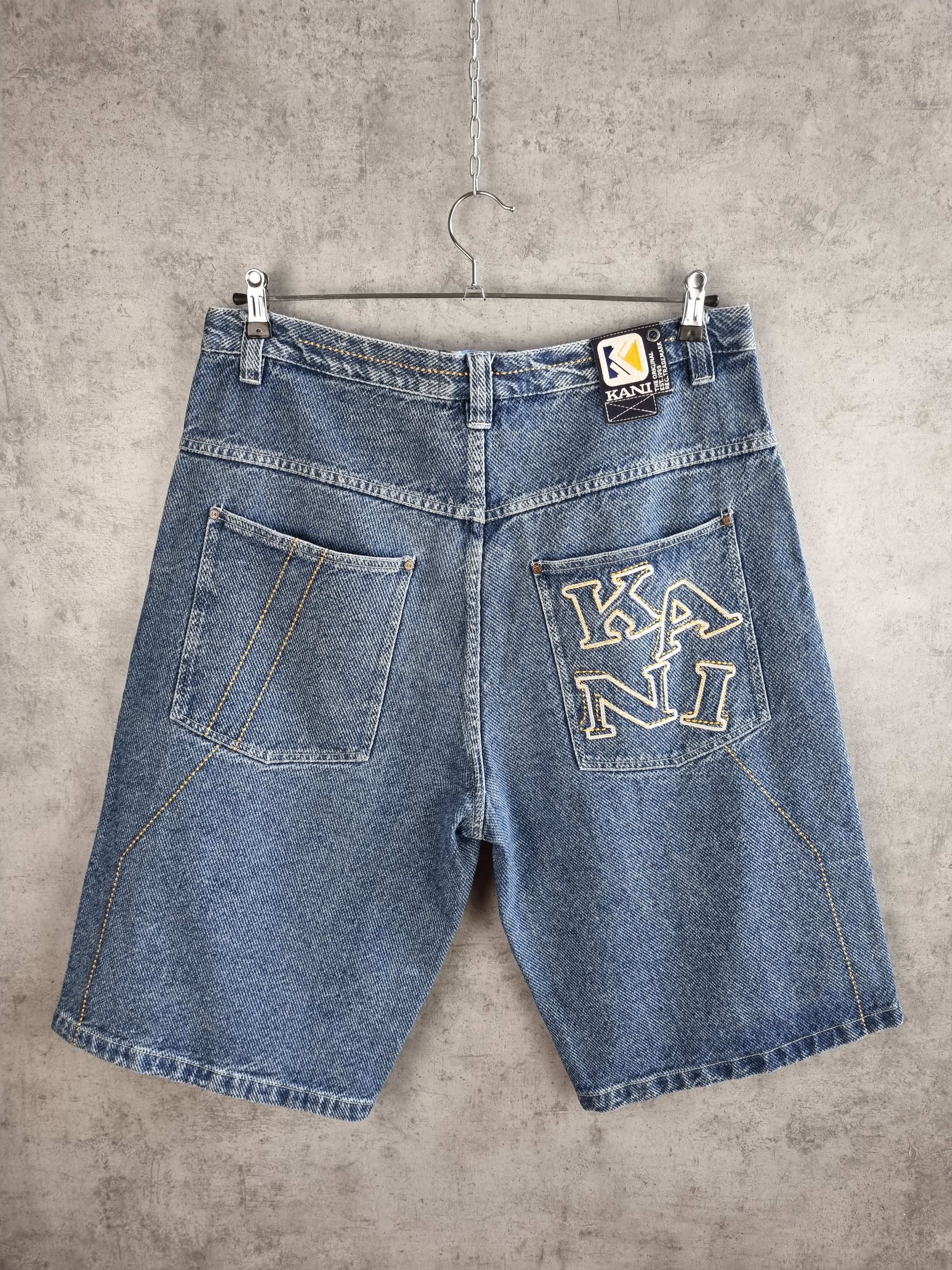 image of 90's Karl Kani Stone Blue Hiphop Shorts Embroider Logo, Men's (Size 34)