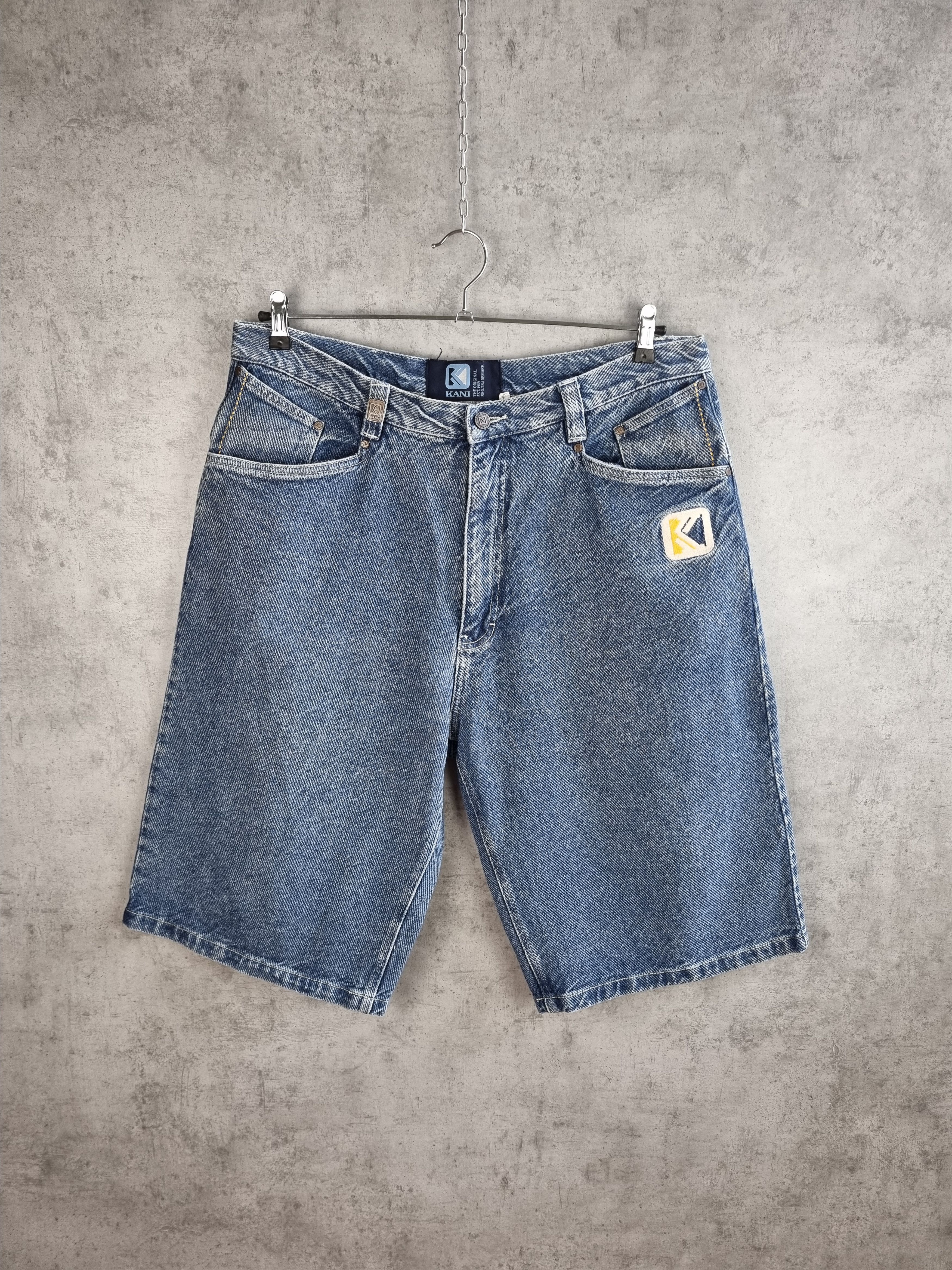 Karl Kani × Vintage 90s KARL KANI Stone Blue HipHop Shorts Embroider Logo Size US 34 / EU 50 - 2 Thumbnail