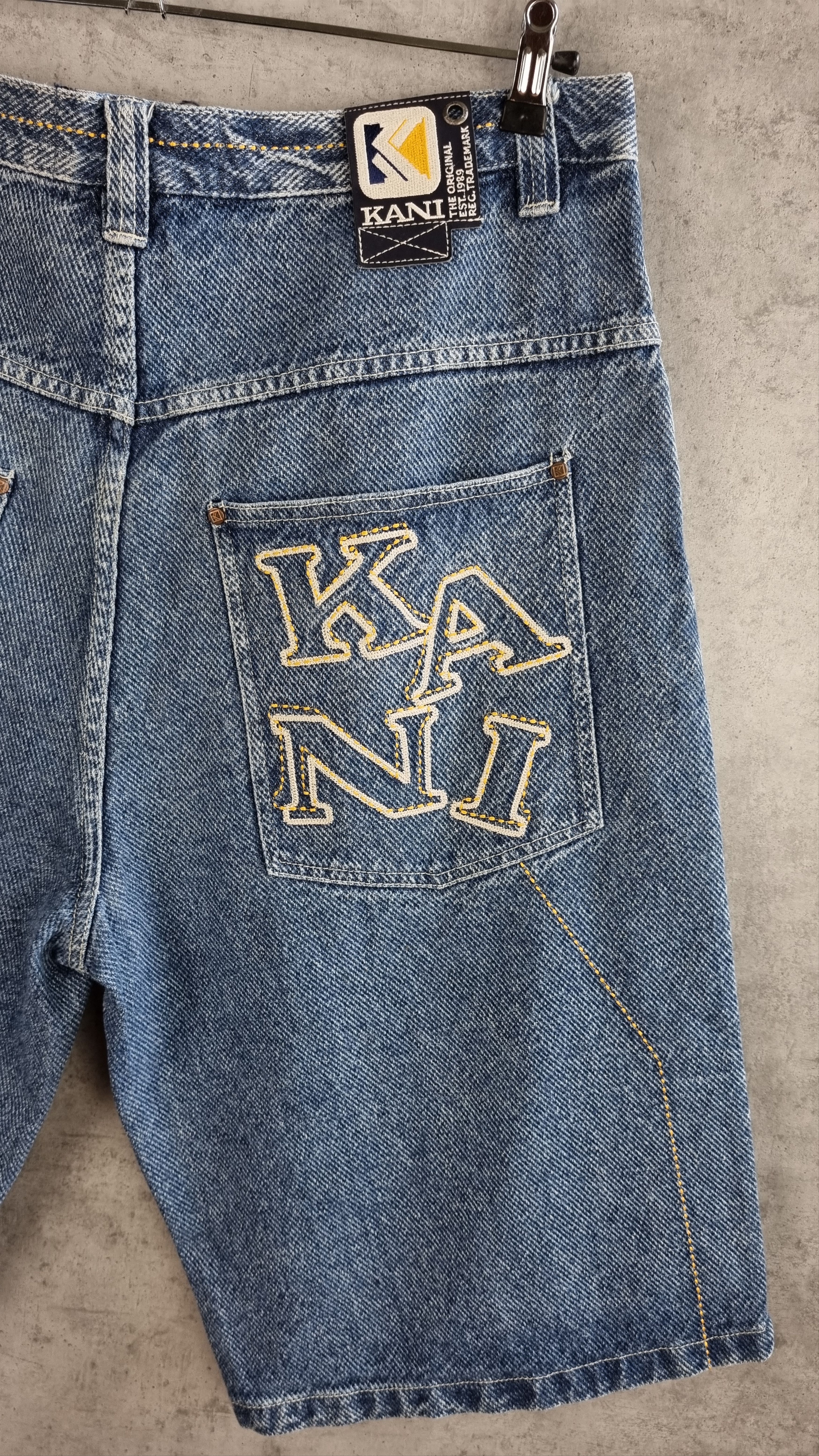 Karl Kani × Vintage 90s KARL KANI Stone Blue HipHop Shorts Embroider Logo Size US 34 / EU 50 - 3 Thumbnail