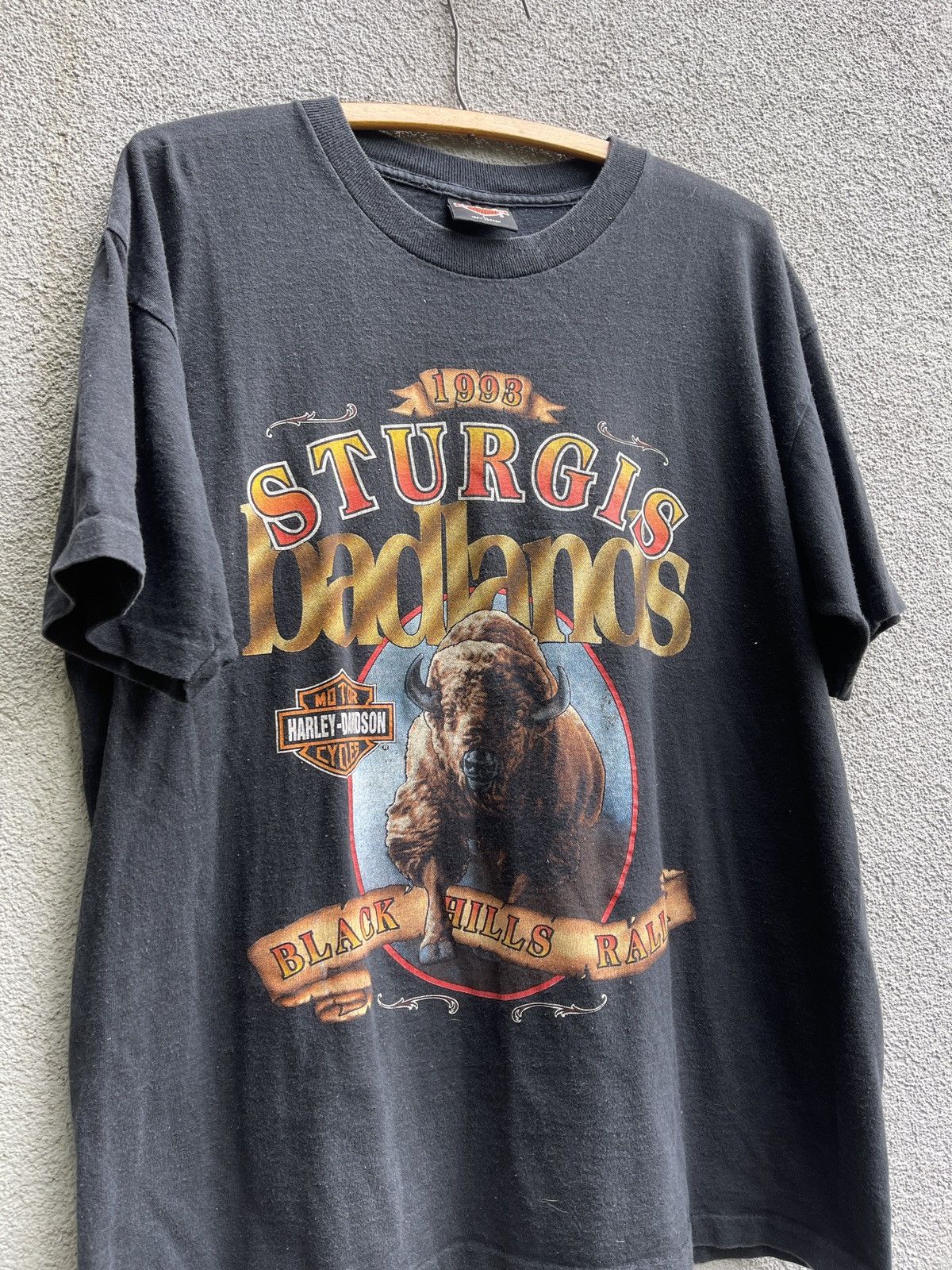 Harley Davidson 90s Harley Badlands Sturgis Biker Faded Tee ERD GRUNGE WCC Size US L / EU 52-54 / 3 - 3 Thumbnail