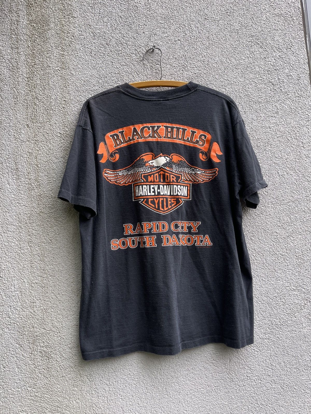 Harley Davidson 90s Harley Badlands Sturgis Biker Faded Tee ERD GRUNGE WCC Size US L / EU 52-54 / 3 - 2 Thumbnail