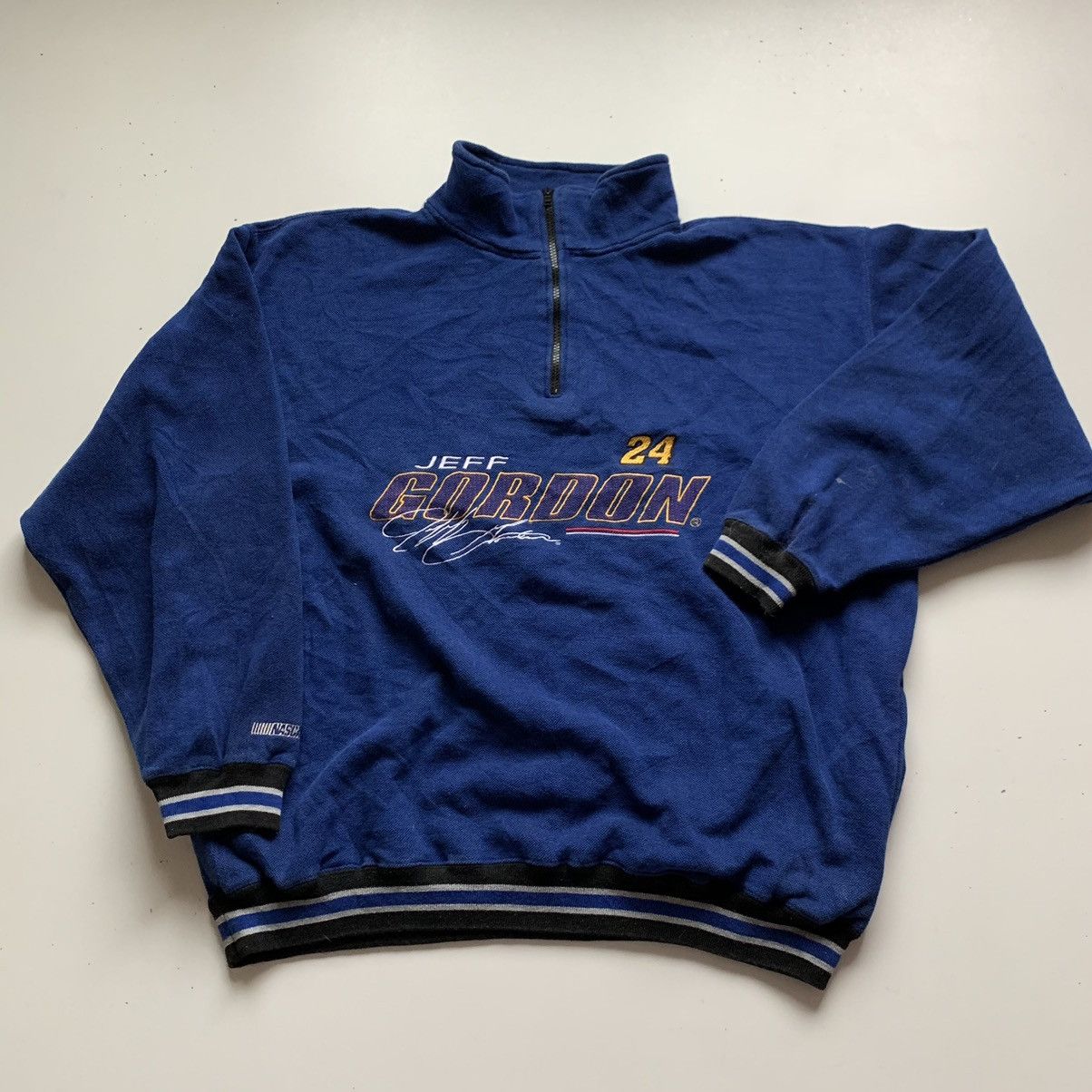 NASCAR Vintage 90s Jeff Gordon NASCAR Embroidered Zip Up Sweater Size US XL / EU 56 / 4 - 1 Thumbnail