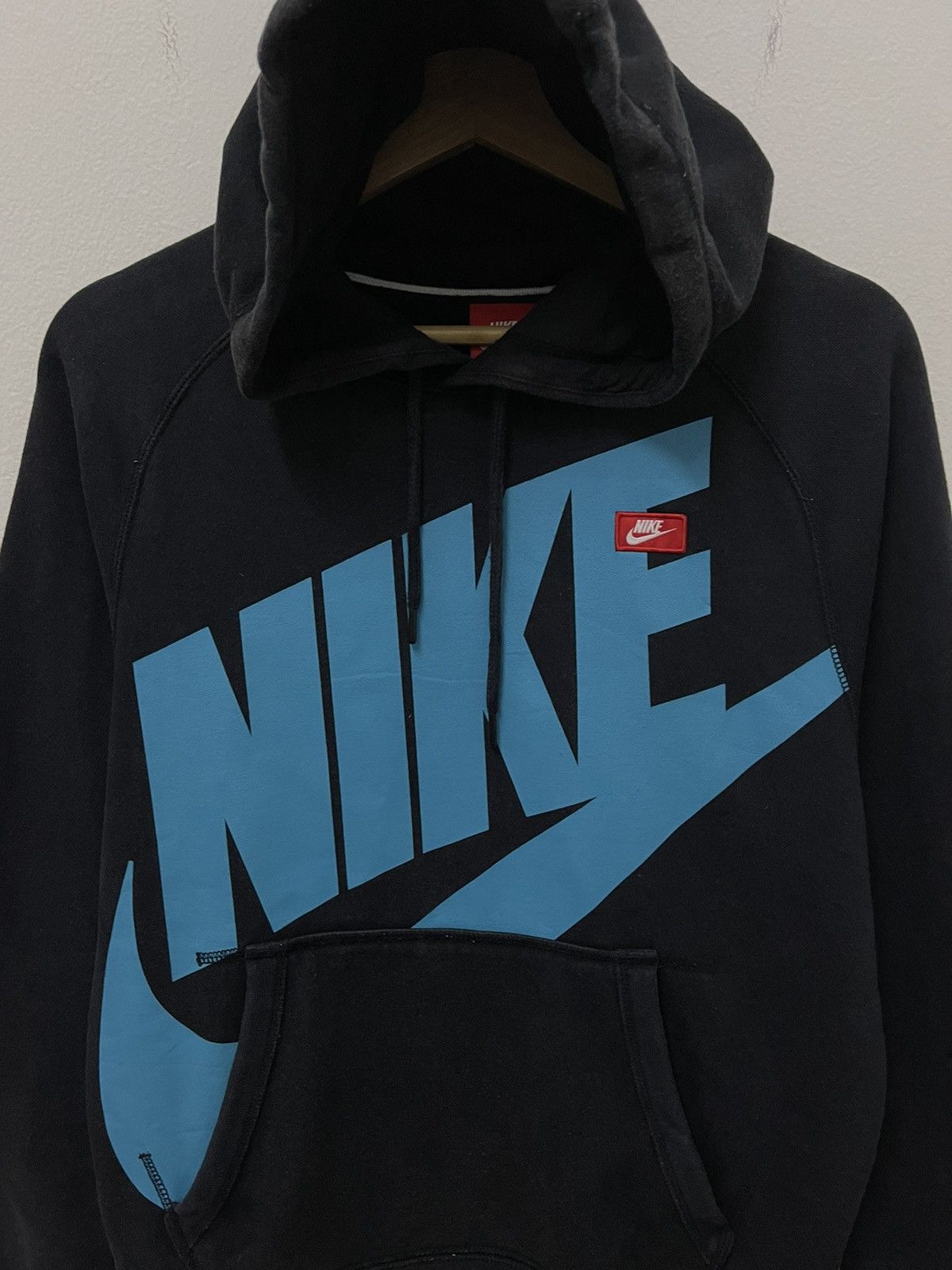 Nike × Vintage Vintage Y2K Nike Swoosh Big Logo Printed Hooded Sweatshirt Size US S / EU 44-46 / 1 - 2 Thumbnail