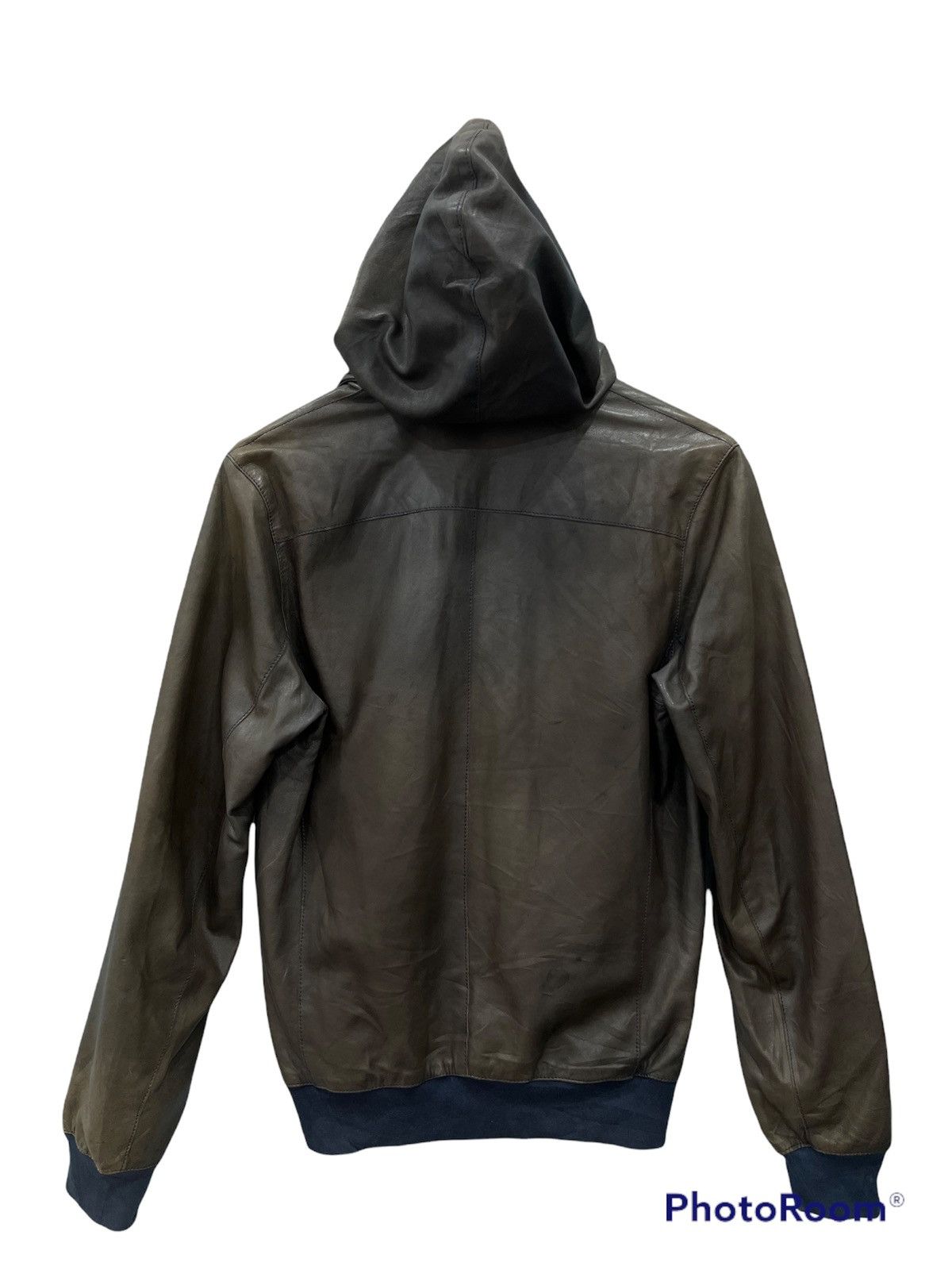 Designer B7. MARCELLO PAMPALONI HOODIE LEATHER JACKET Size US S / EU 44-46 / 1 - 2 Thumbnail