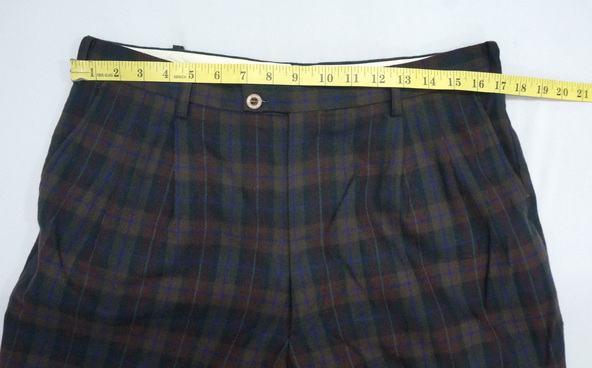 Japanese Brand Vtg Japan GREEN SPORT CLASSIC Wool Plaid Trouser Pants Size US 34 / EU 50 - 7 Thumbnail