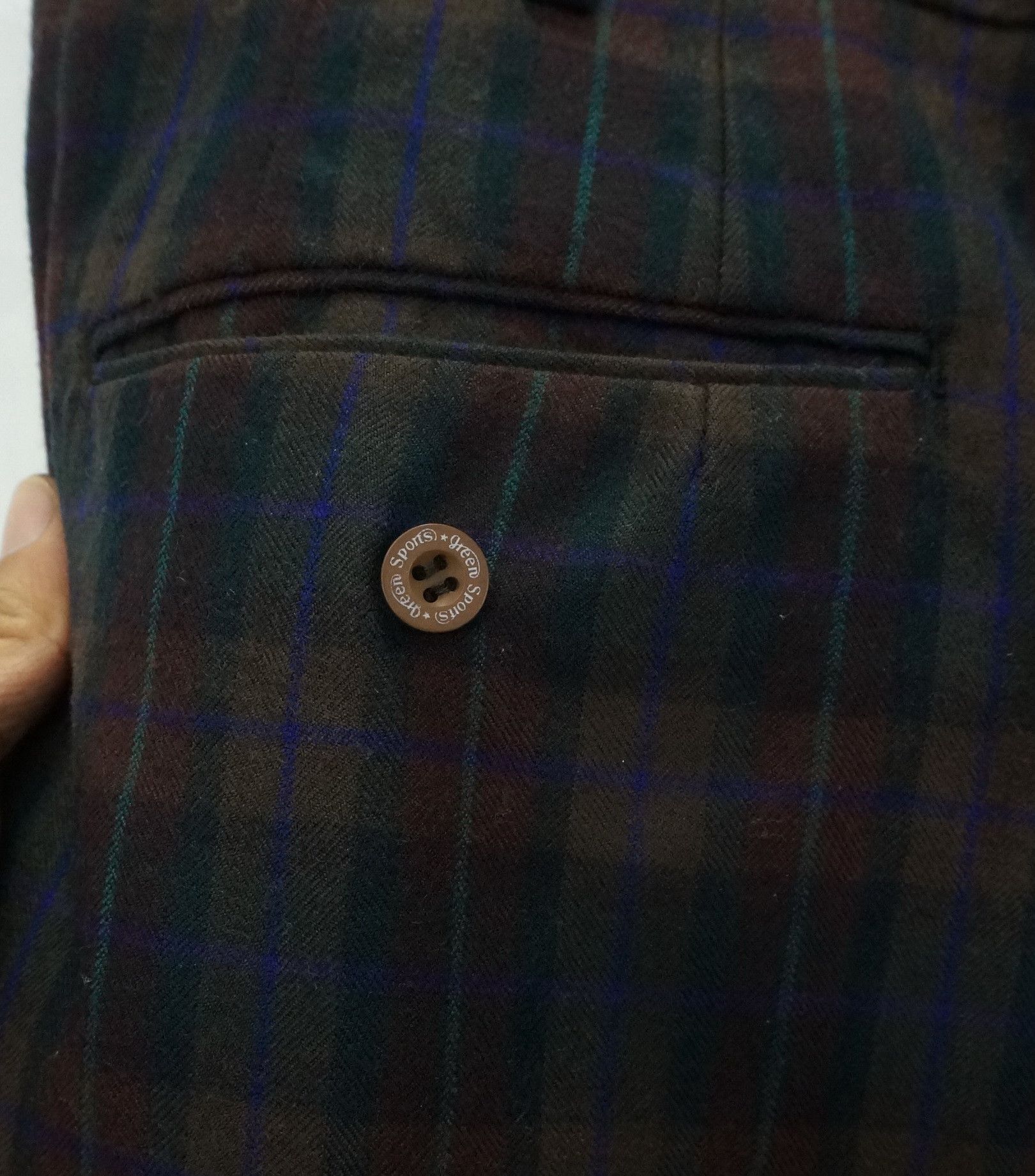 Japanese Brand Vtg Japan GREEN SPORT CLASSIC Wool Plaid Trouser Pants Size US 34 / EU 50 - 6 Thumbnail