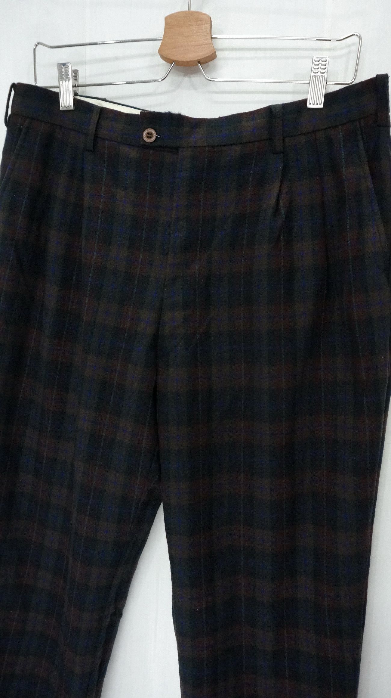 Japanese Brand Vtg Japan GREEN SPORT CLASSIC Wool Plaid Trouser Pants Size US 34 / EU 50 - 5 Thumbnail