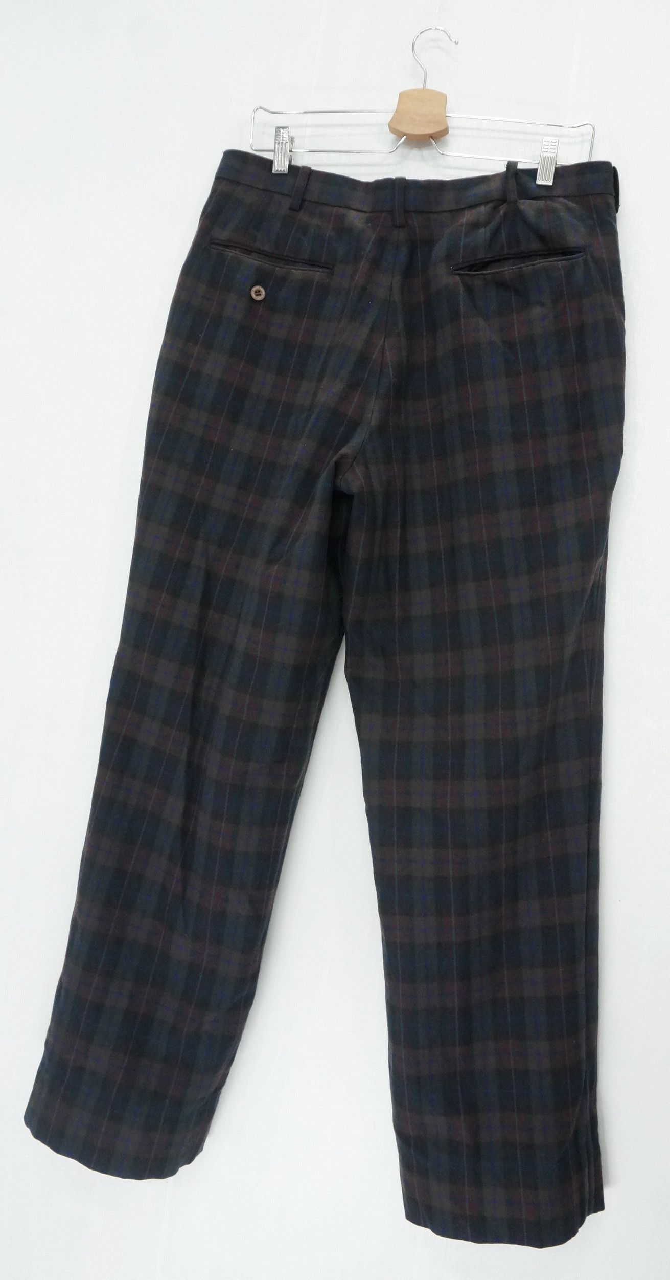 Japanese Brand Vtg Japan GREEN SPORT CLASSIC Wool Plaid Trouser Pants Size US 34 / EU 50 - 2 Thumbnail