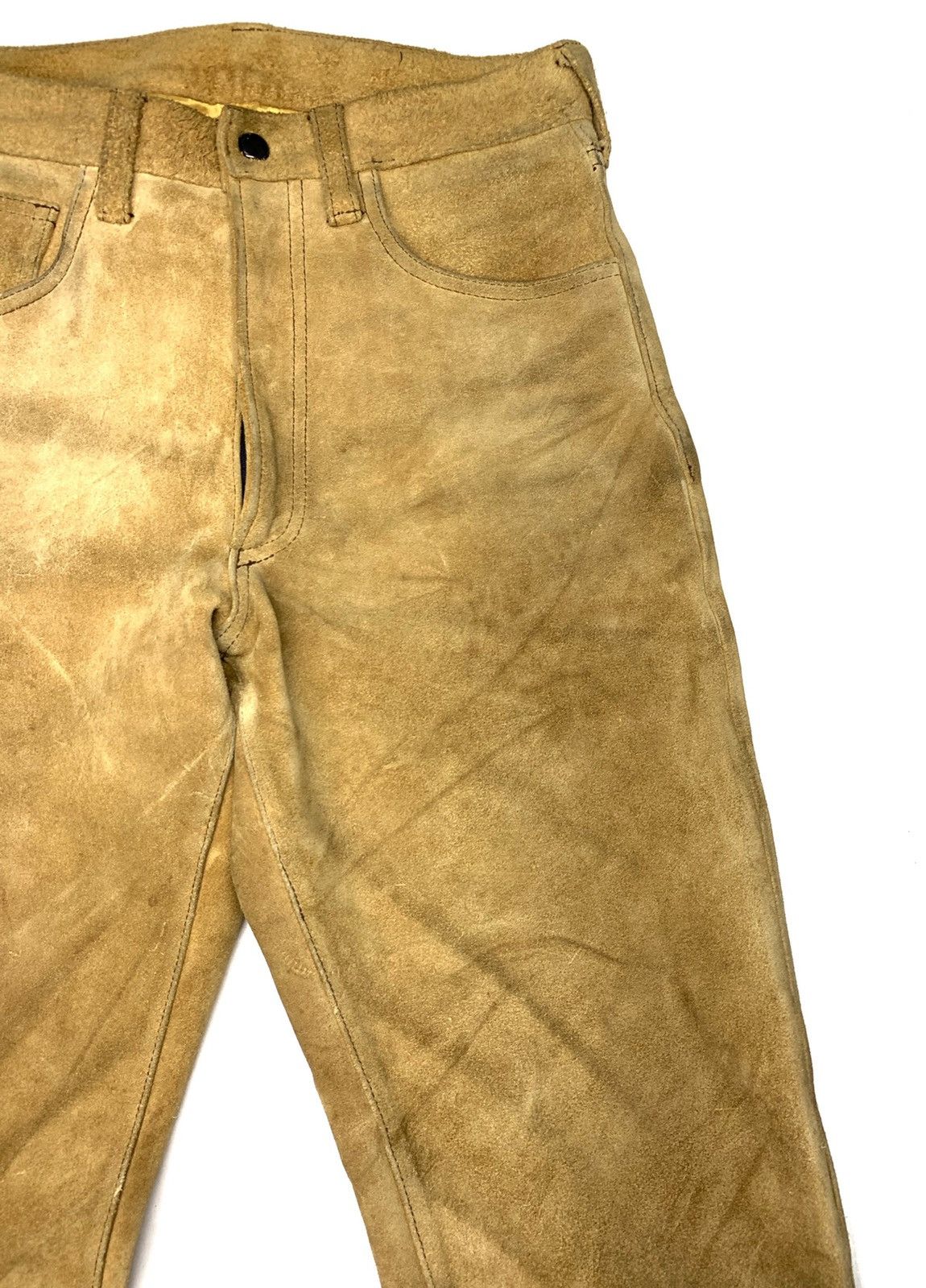 Kadoya 🔥Vintage Suede Leather Heavy Trousers Pants Size US 27 - 2 Thumbnail