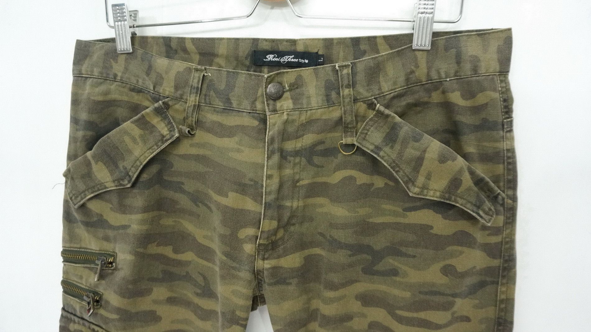 Hysteric Glamour 🔥ROOT THREE🇯🇵 Low Rise Flare Tiger Camo Cargo Pants Size US 32 / EU 48 - 6 Thumbnail
