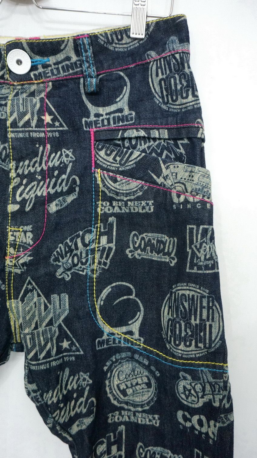 Japanese Brand CO & LU Drop Crotch Printed Skinny Leg Denim Hysteric Style Size US 29 - 5 Thumbnail