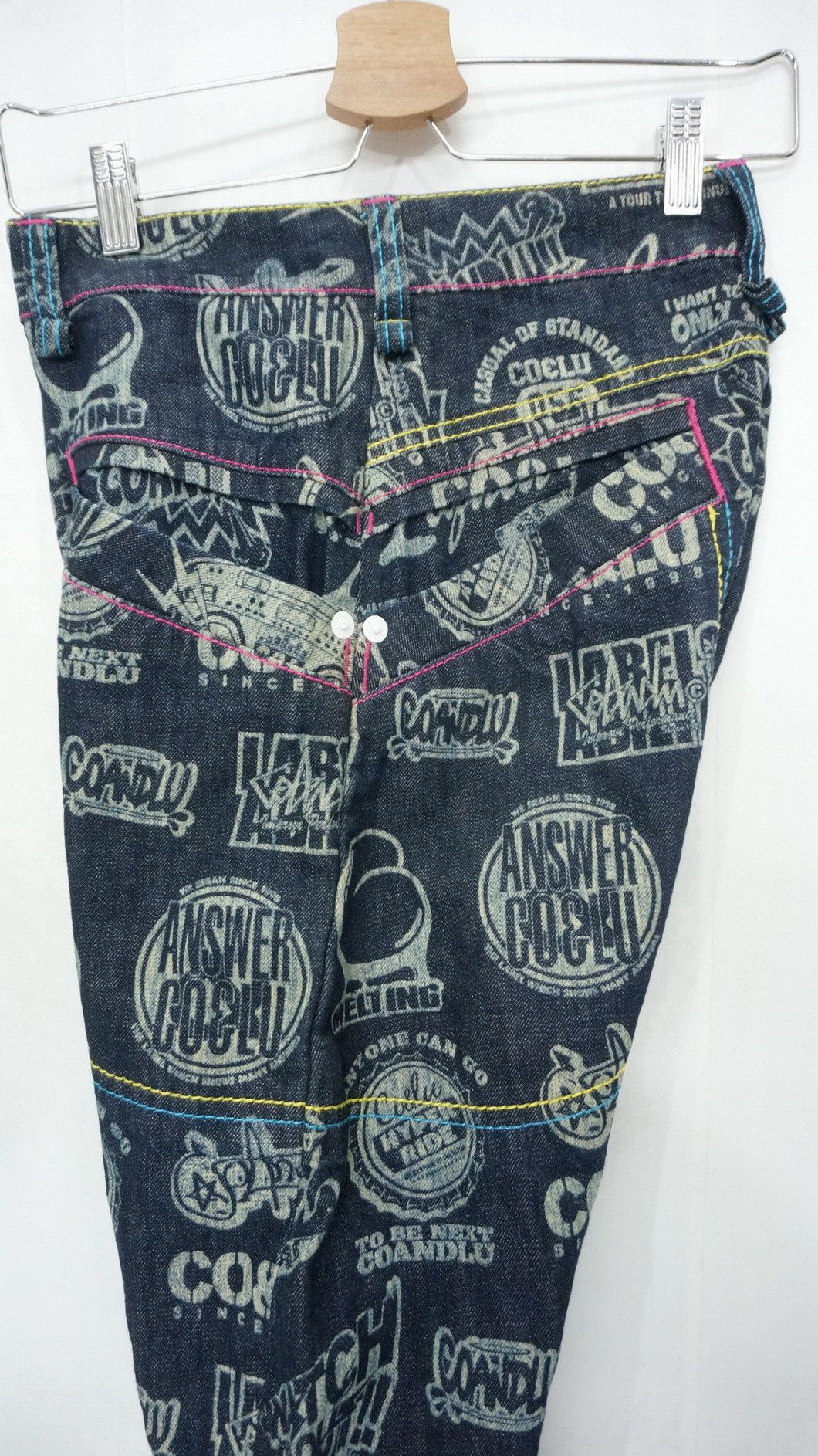 Japanese Brand CO & LU Drop Crotch Printed Skinny Leg Denim Hysteric Style Size US 29 - 12 Thumbnail