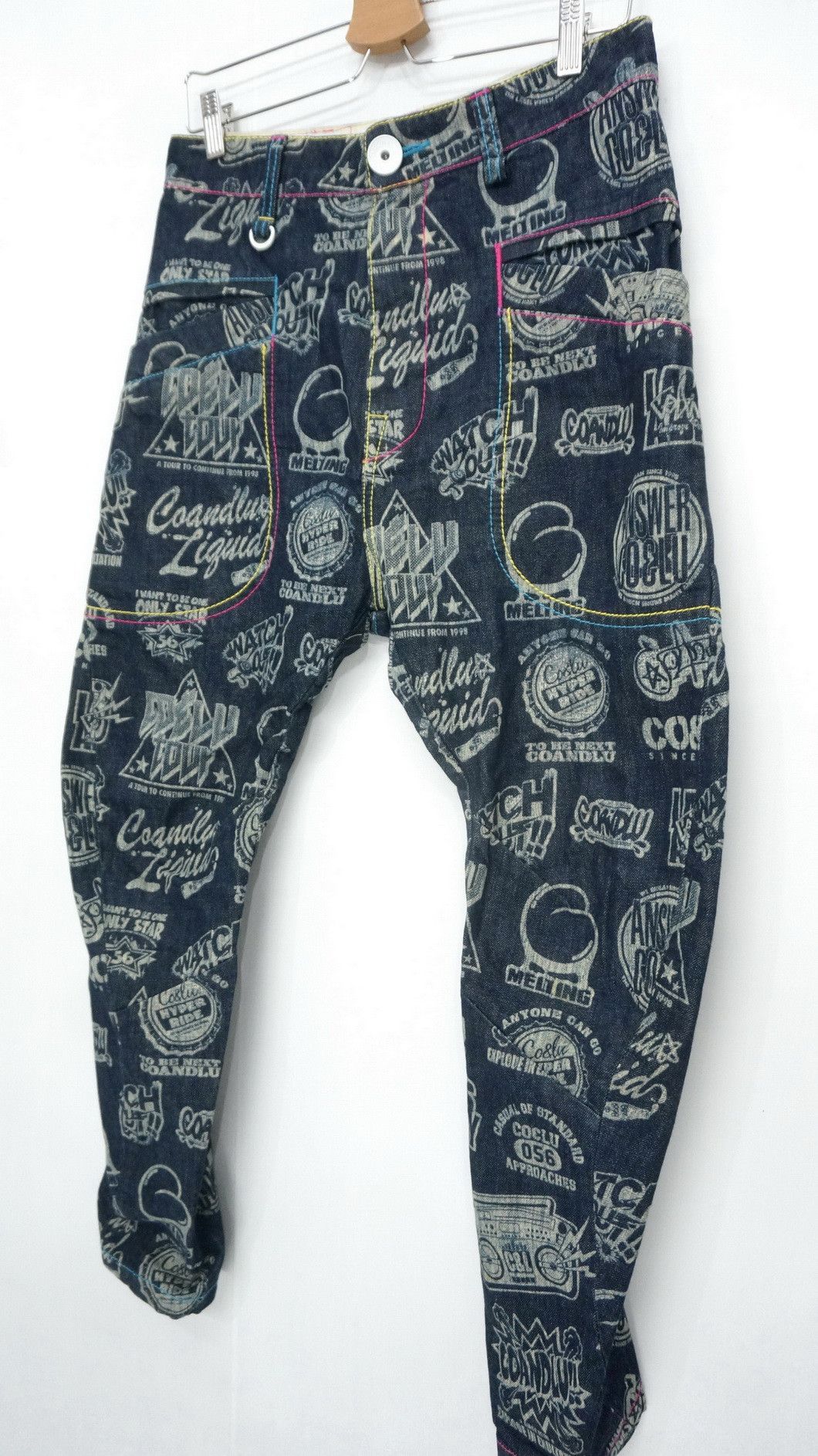 CO & LU Drop Crotch Printed Skinny Leg Denim Hysteric Style