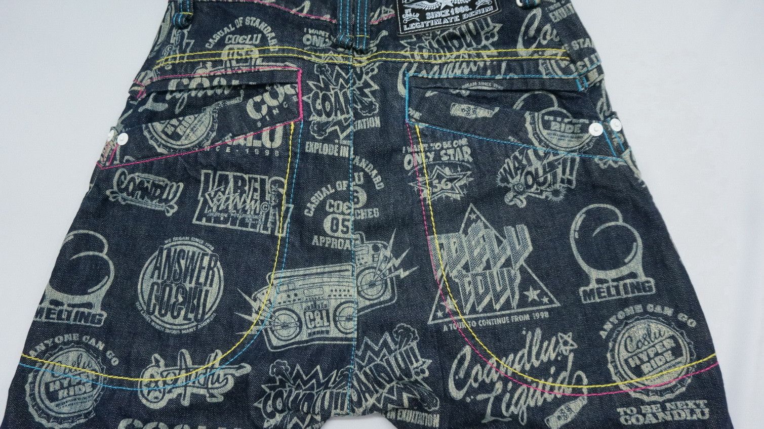 Japanese Brand CO & LU Drop Crotch Printed Skinny Leg Denim Hysteric Style Size US 29 - 22 Thumbnail