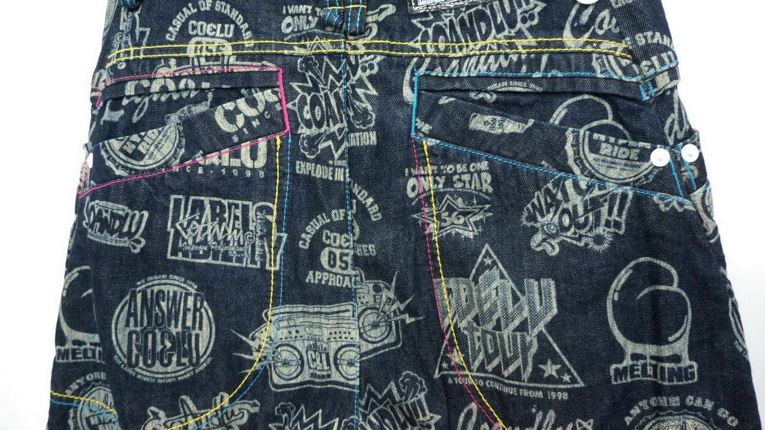 Japanese Brand CO & LU Drop Crotch Printed Skinny Leg Denim Hysteric Style Size US 29 - 10 Thumbnail